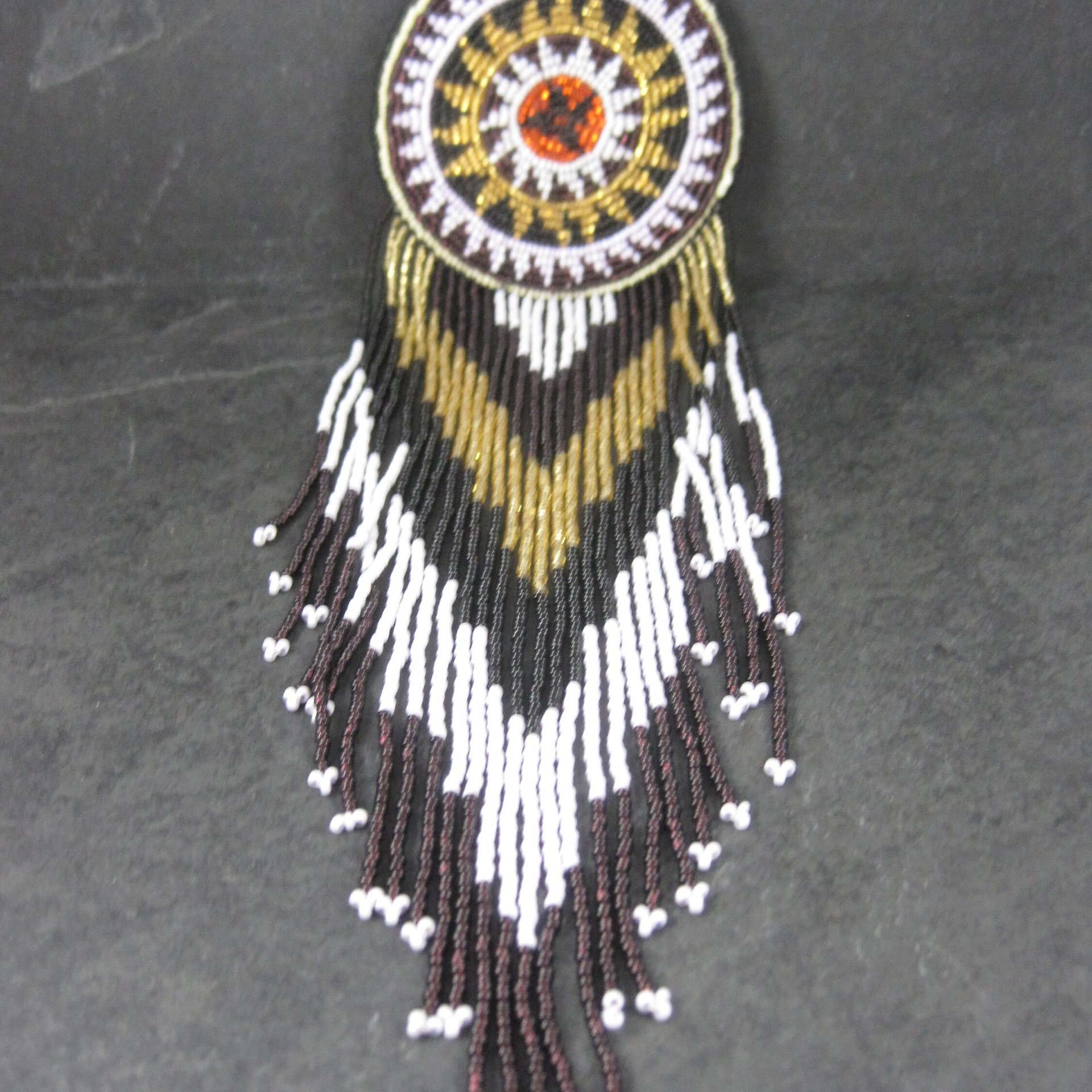 Huge Southwestern 13" Beaded Rosette Hair Clip Barrette Regalia