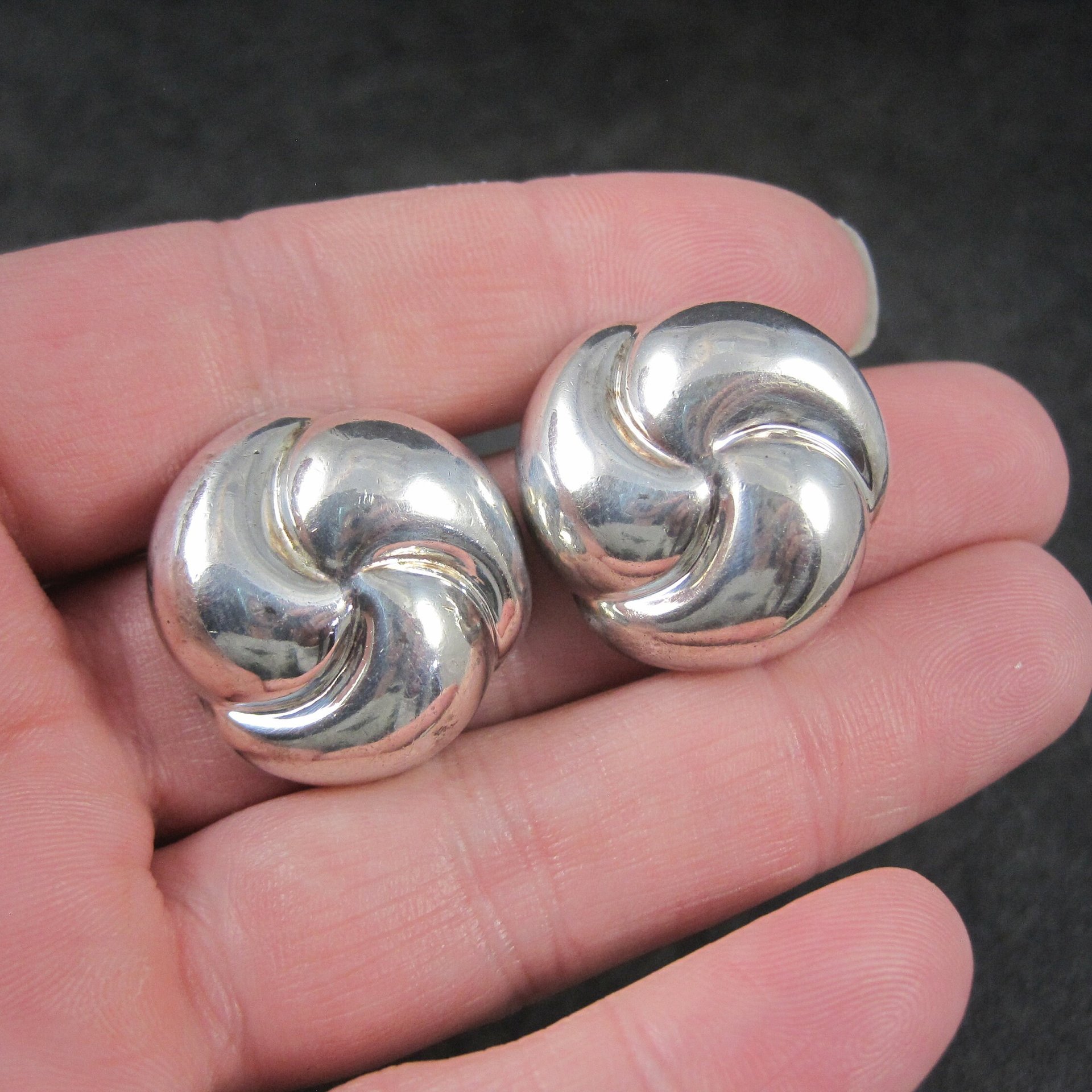 Vintage Contemporary Sterling Clip On Earrings