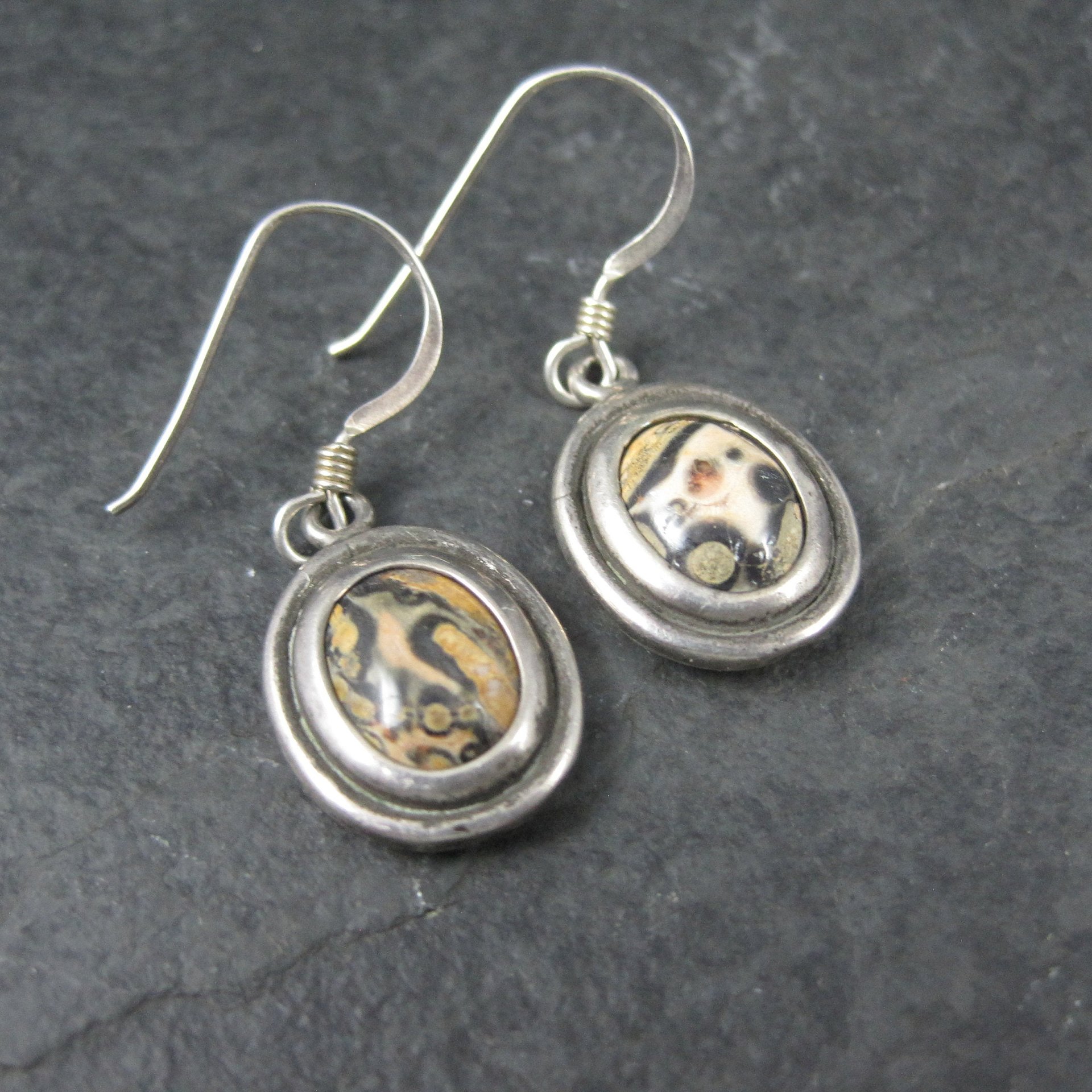 Vintage Sterling Jasper Earrings