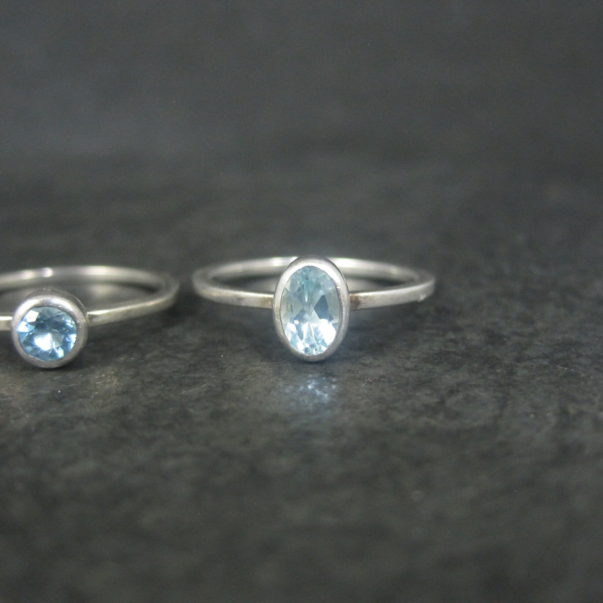 Set of 4 Vintage Sterling Blue Topaz Stacking Rings Size 6