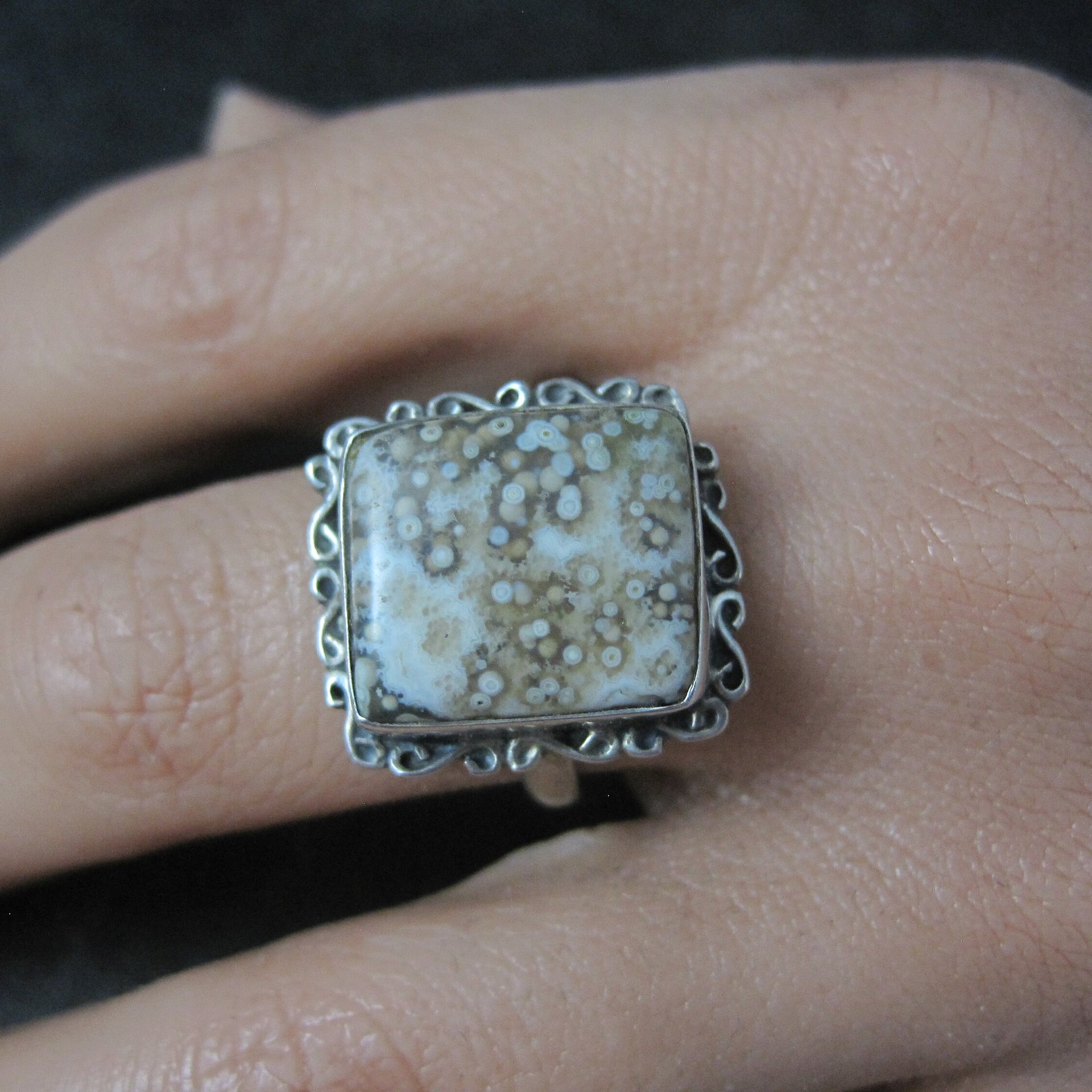 Vintage Sterling Jasper Ring Size 8