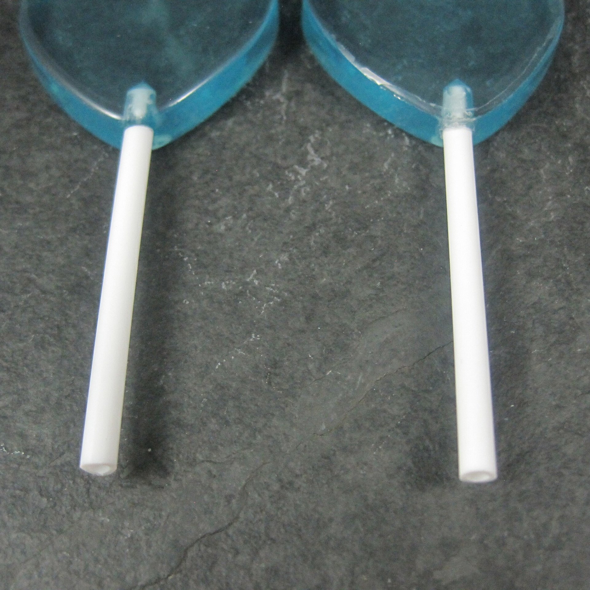 Large Blue Heart Lollipop Earrings