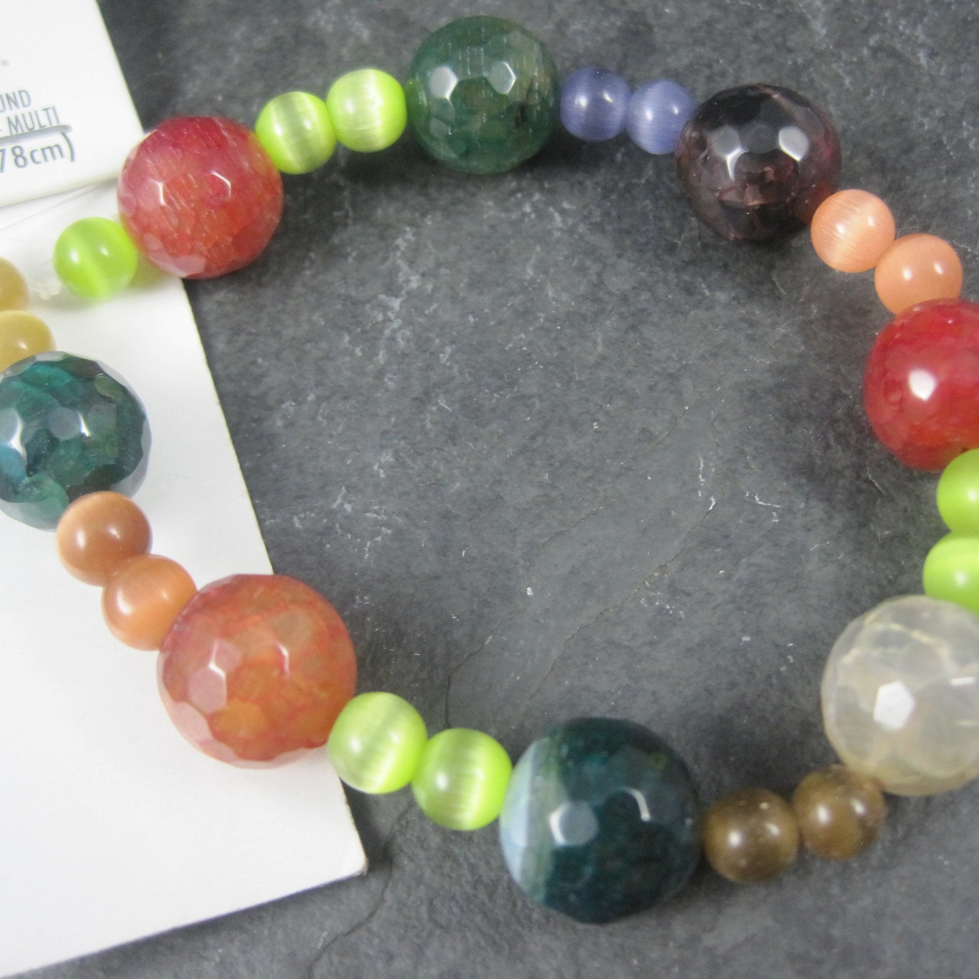 Colorful Quartz and Cats Eye Bead Strand Darice Discontinued 6-12mm