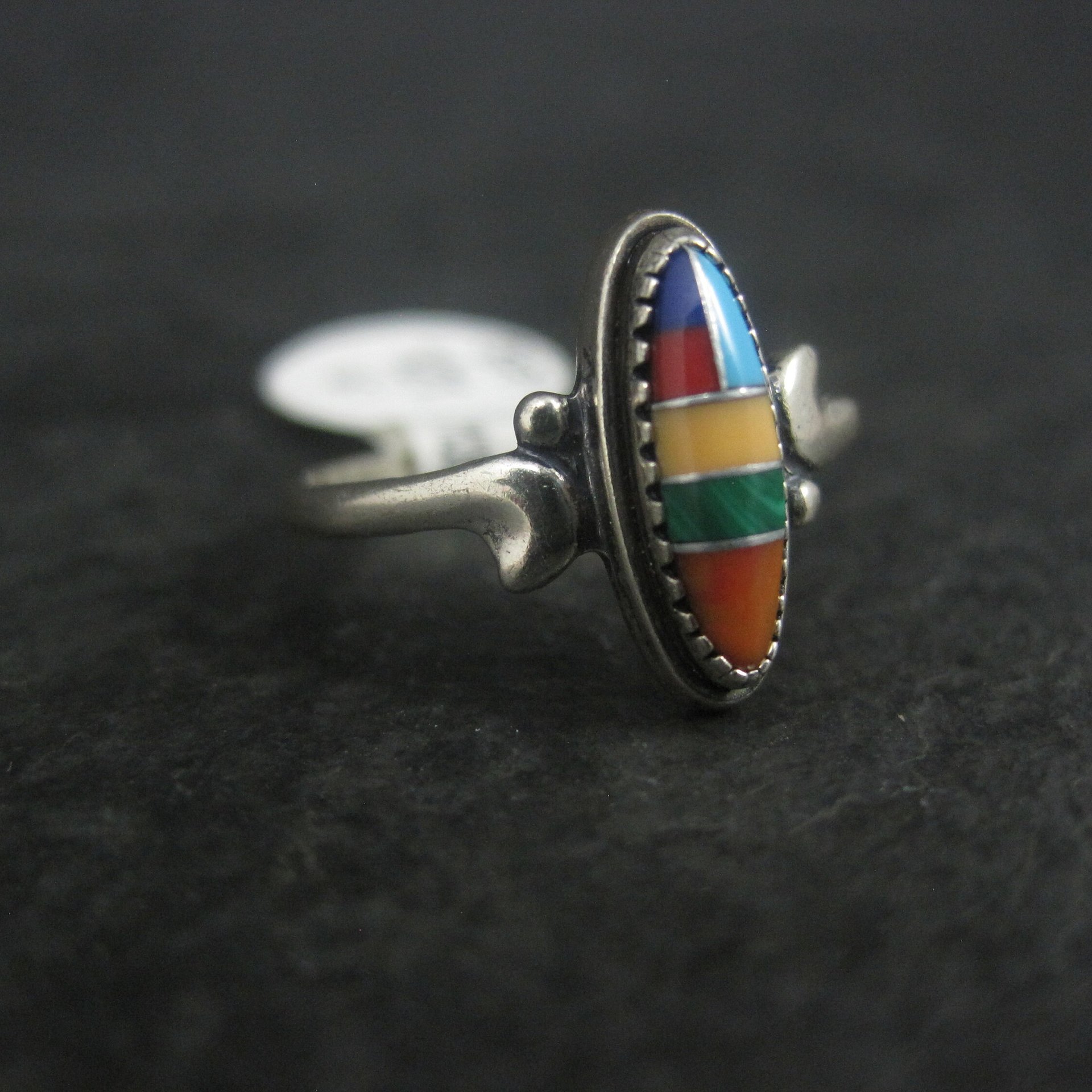 Dainty Southwestern Sterling Inlay Ring Size 6