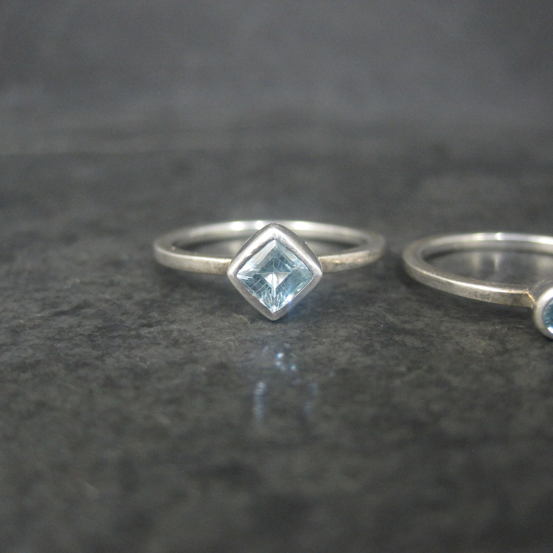 Set of 4 Vintage Sterling Blue Topaz Stacking Rings Size 6