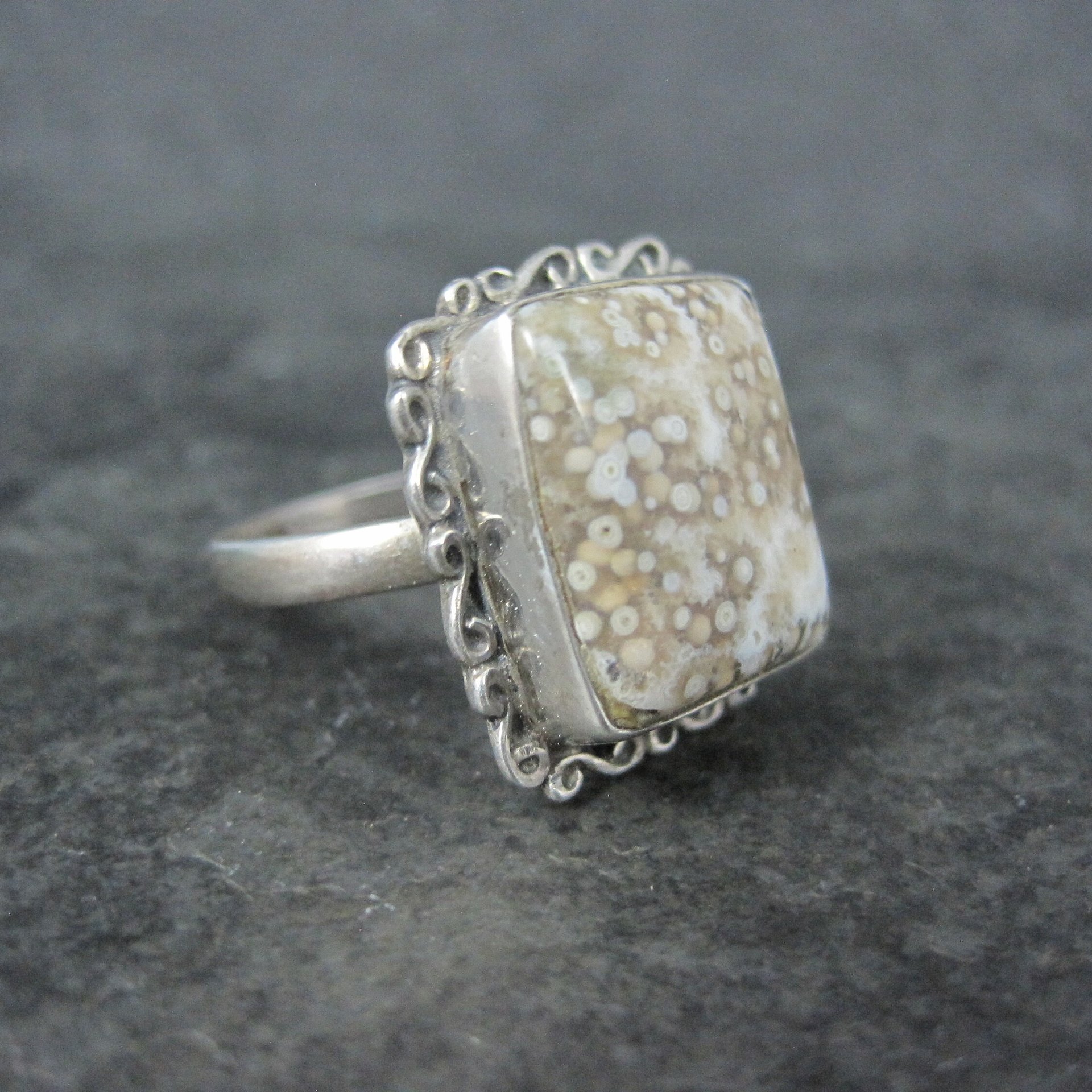 Vintage Sterling Jasper Ring Size 8