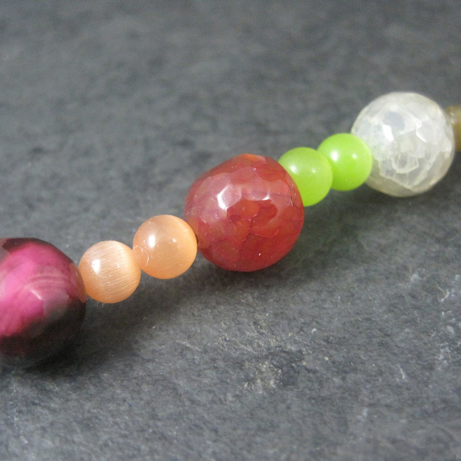 Colorful Quartz and Cats Eye Bead Strand Darice Discontinued 6-12mm