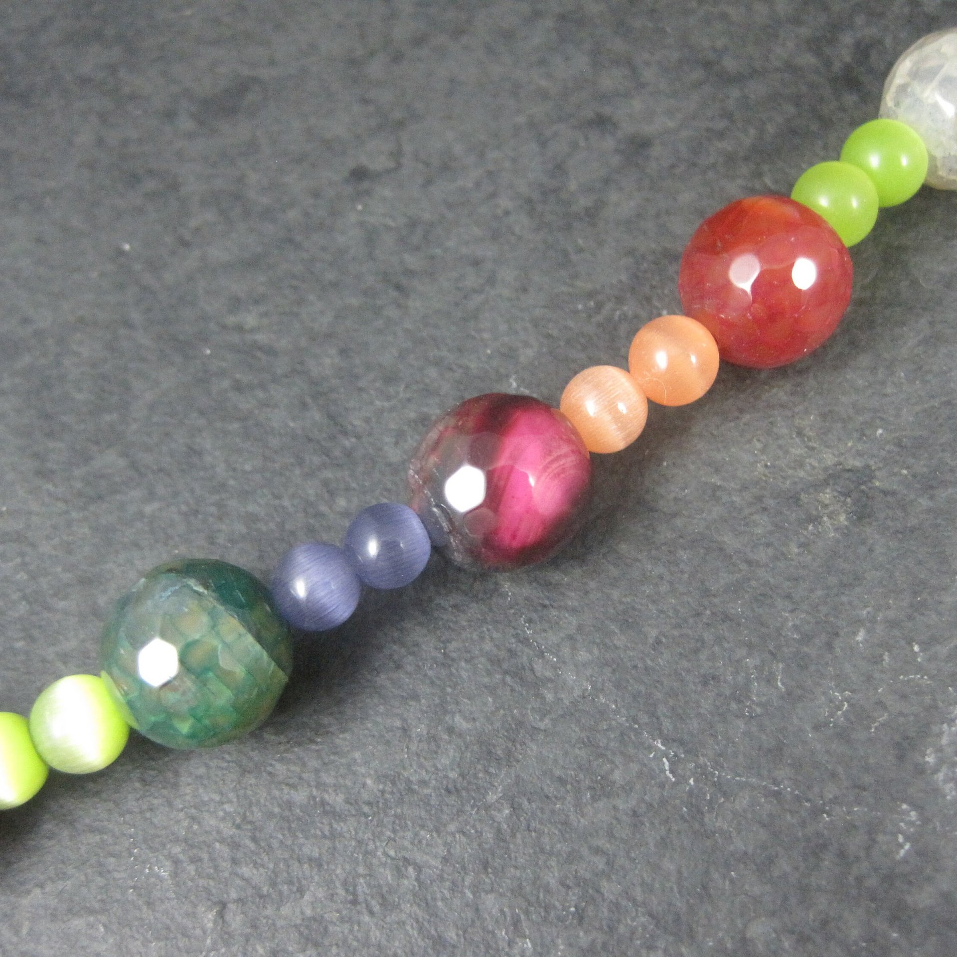 Colorful Quartz and Cats Eye Bead Strand Darice Discontinued 6-12mm