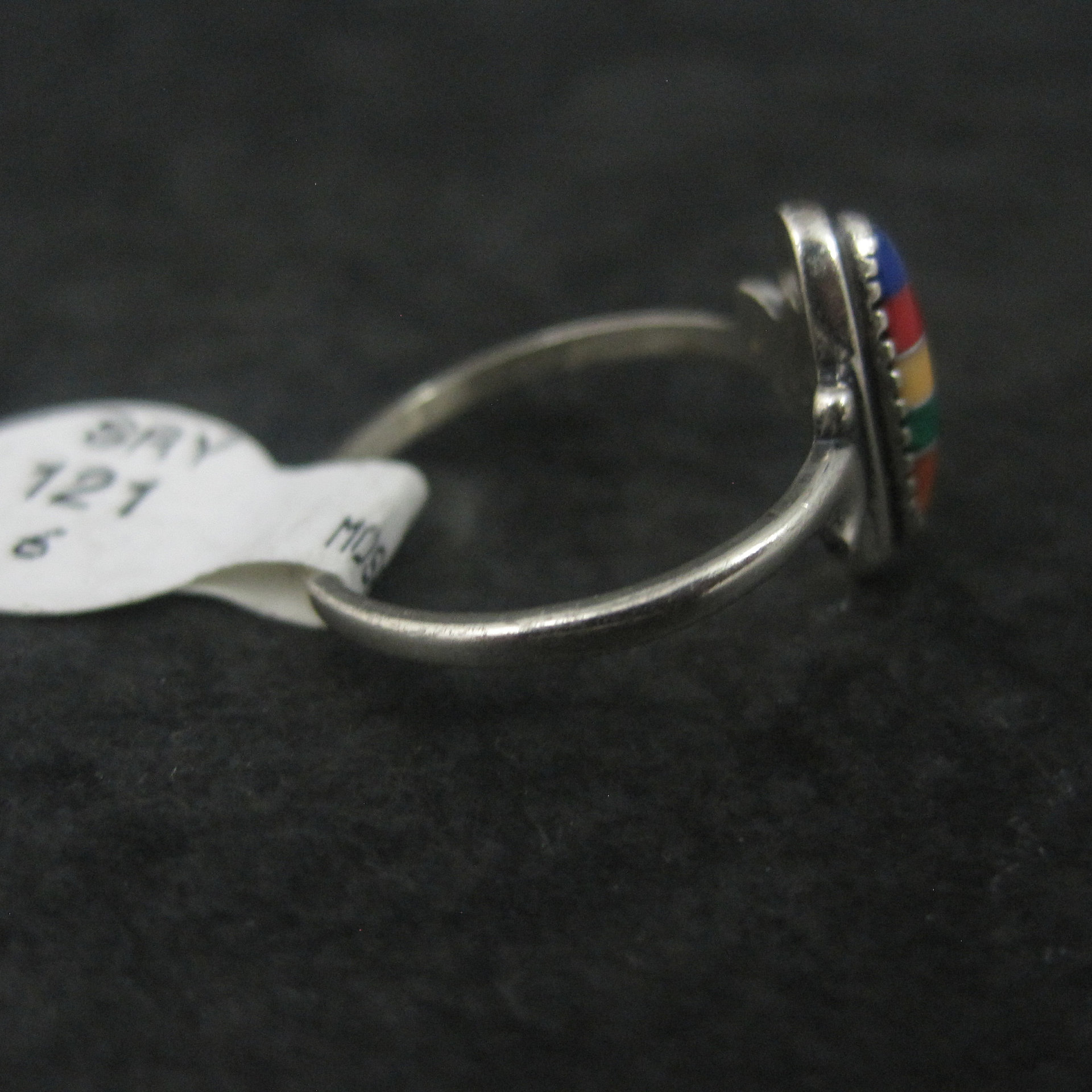 Dainty Southwestern Sterling Inlay Ring Size 6