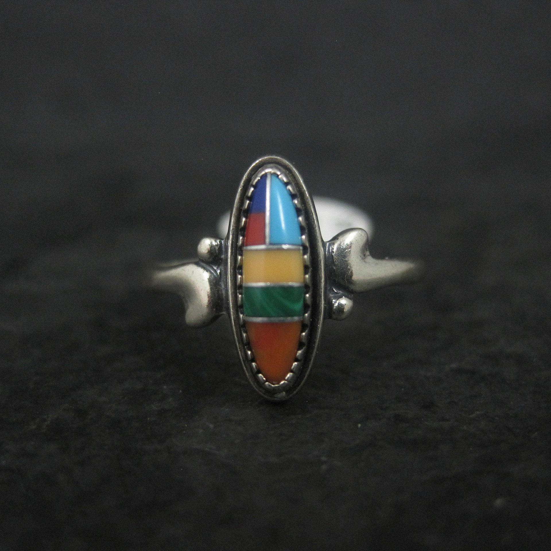 Dainty Southwestern Sterling Inlay Ring Size 6