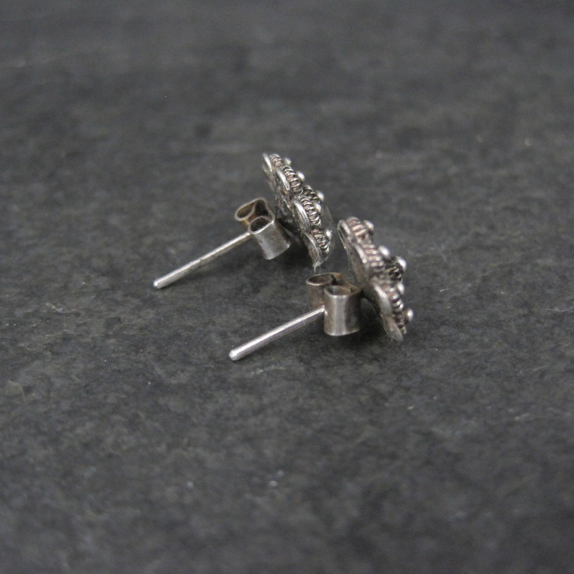 Vintage Sterling Etruscan Stud Earrings 10mm