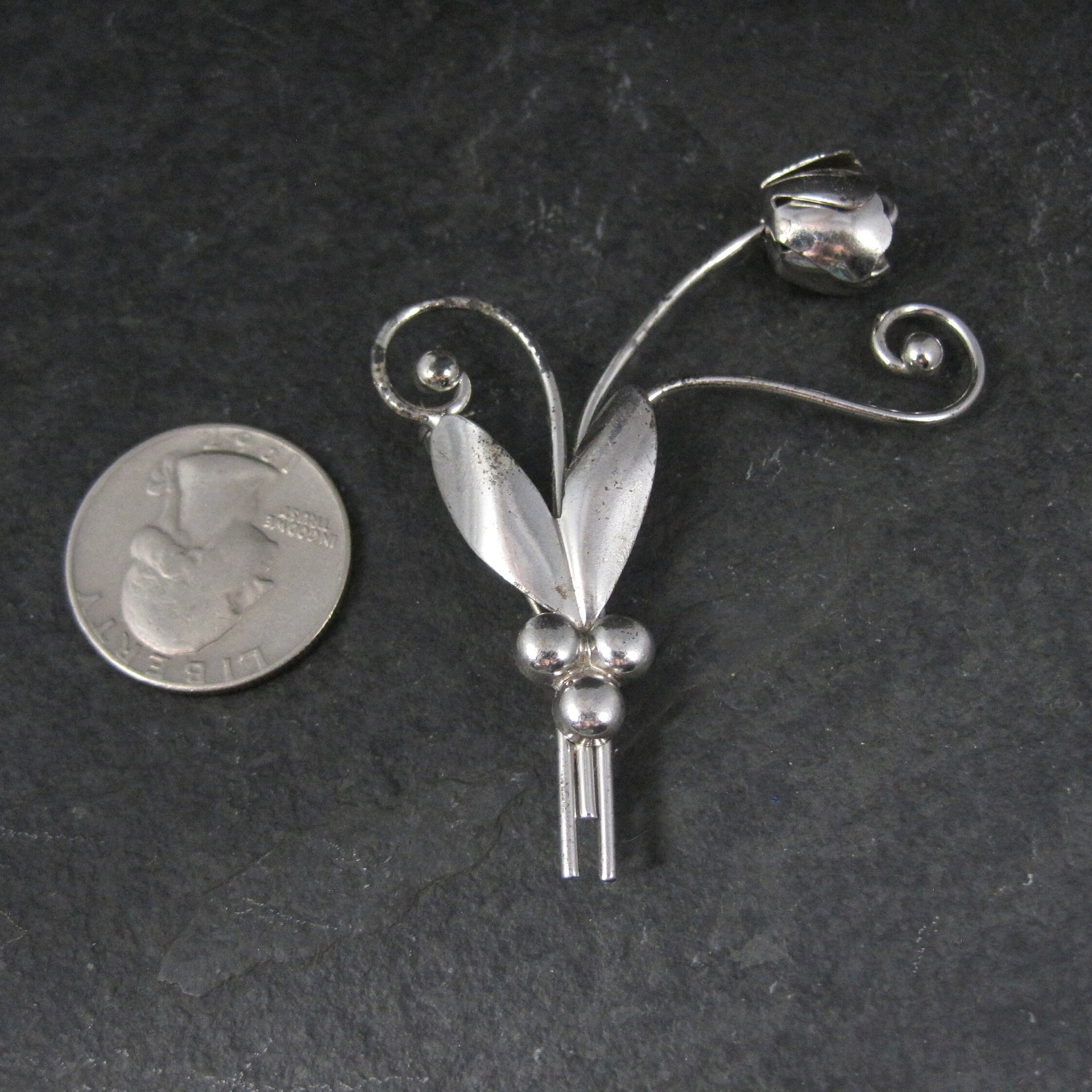 Vintage Sterling Rose Brooch by Manrey