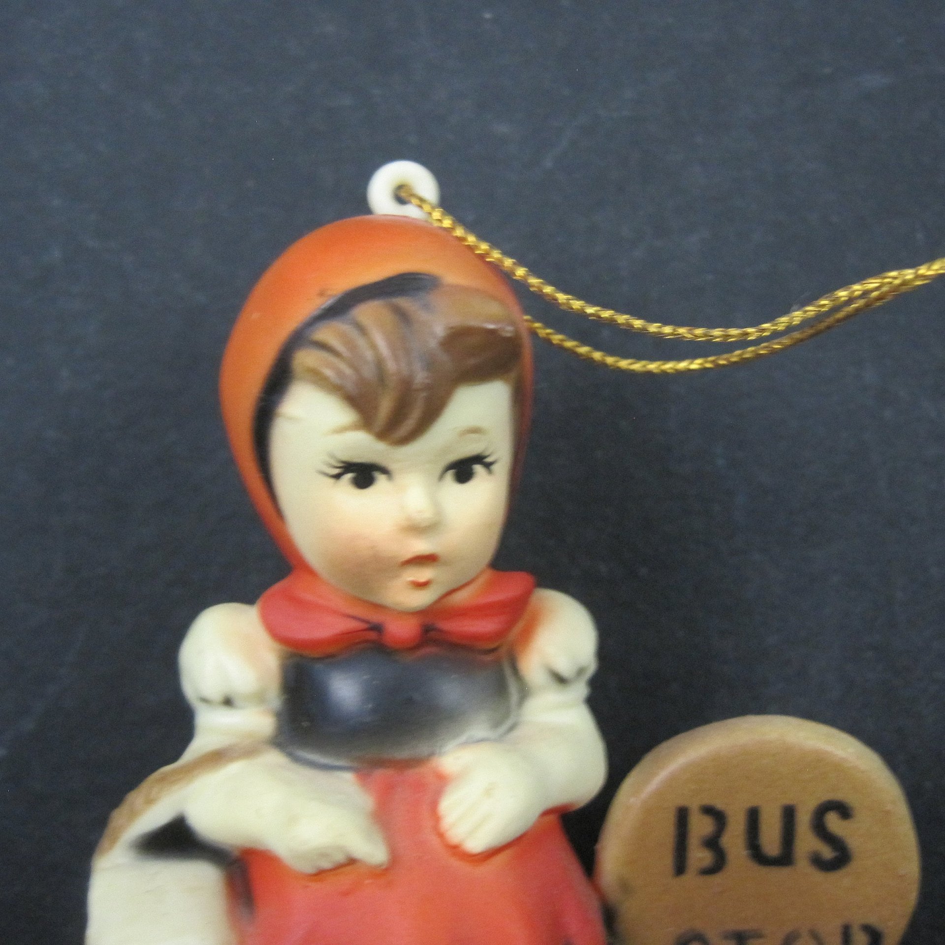 Vintage Little Girl at the Bus Stop Ornament Hong Kong