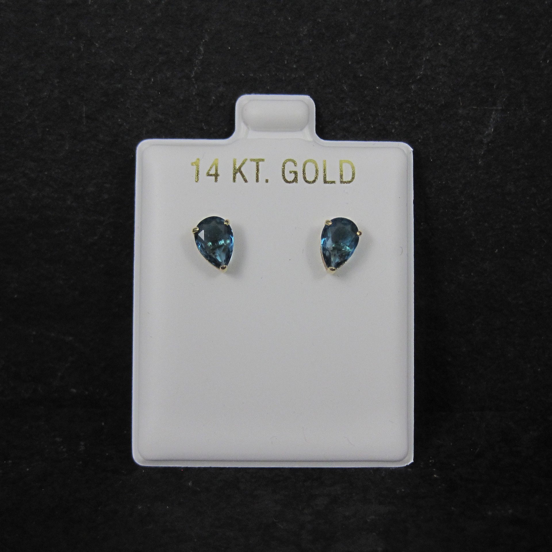 14K Pear Cut Blue Zircon Stud Earrings