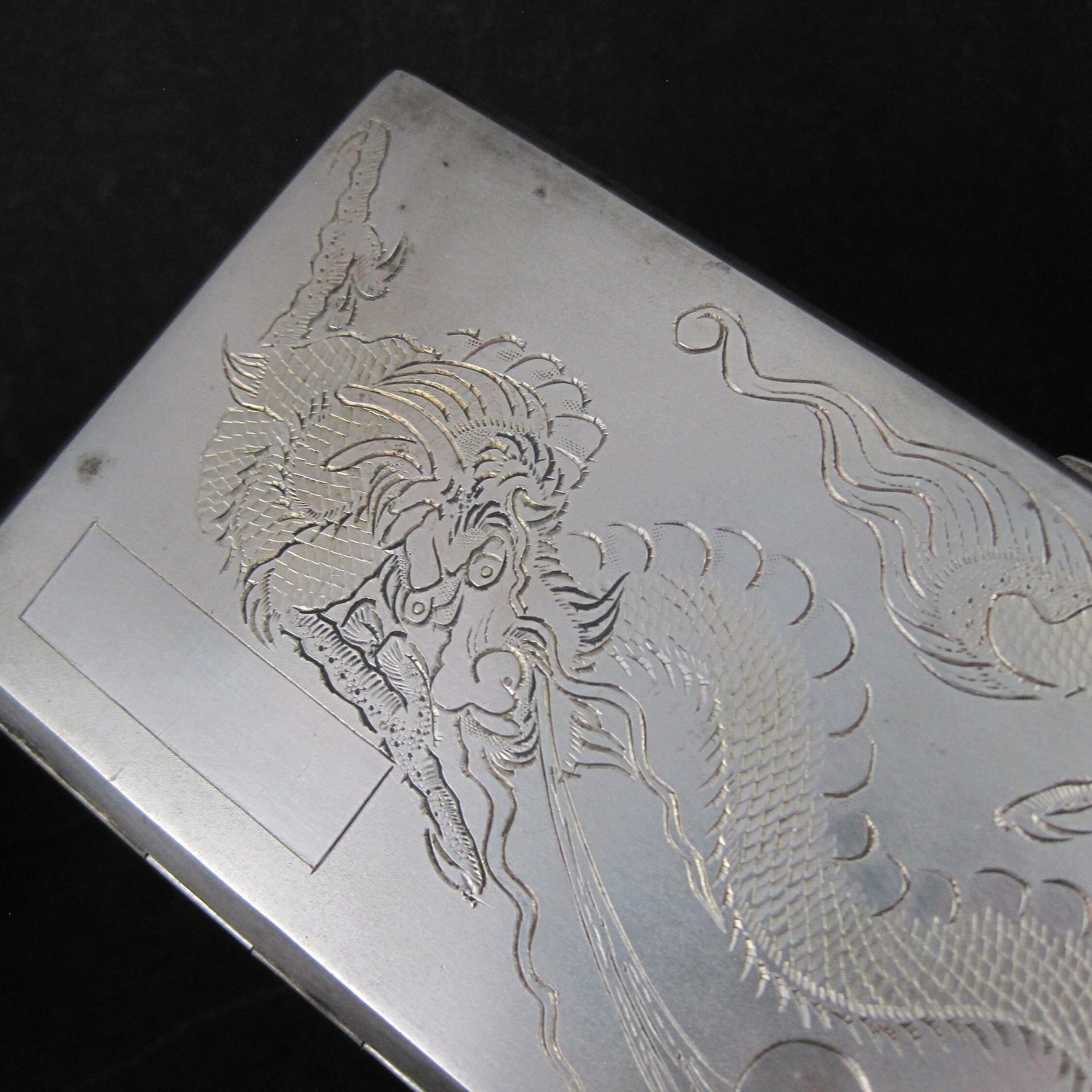 Vintage Silver Dragon Cigarette Case Chinese Export