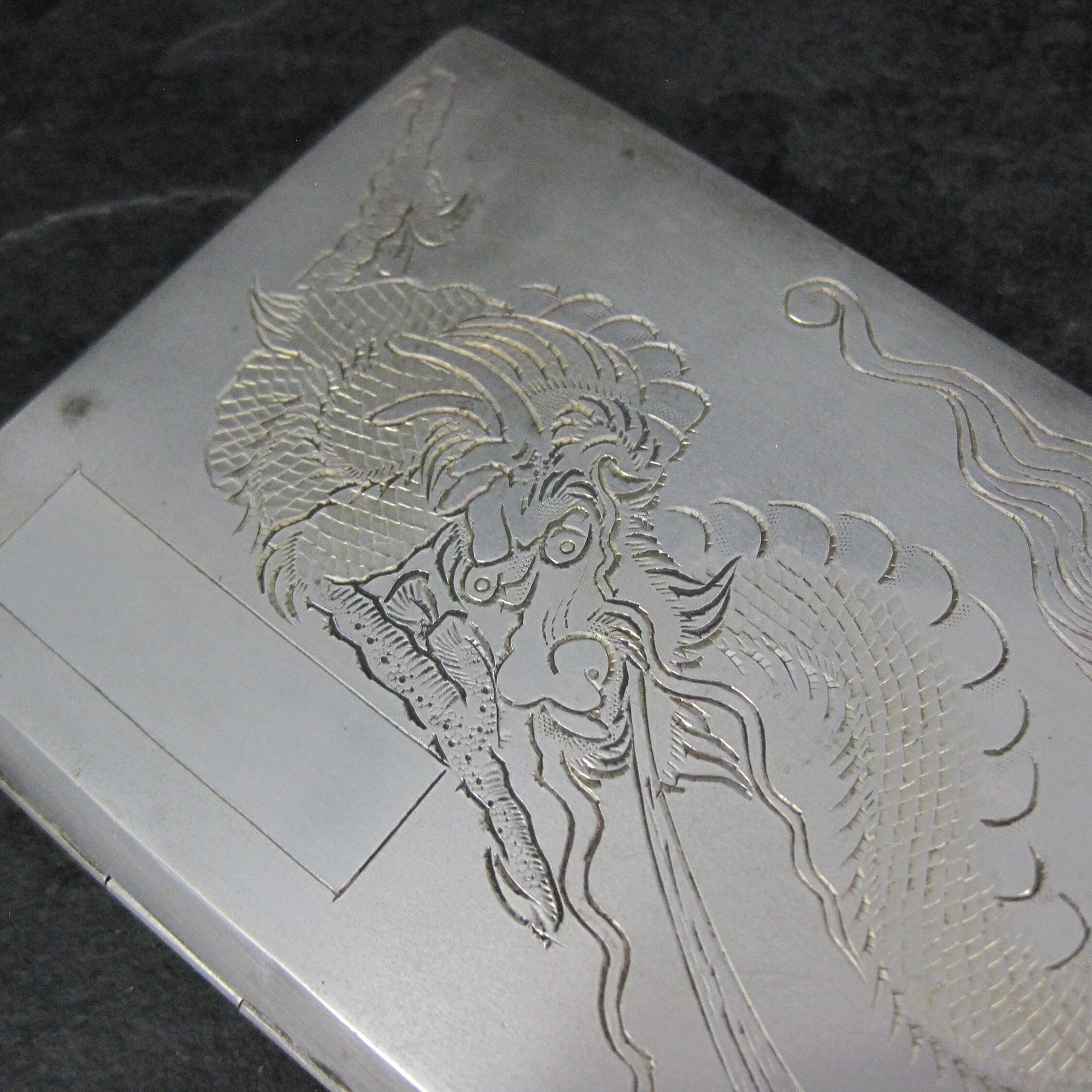 Vintage Silver Dragon Cigarette Case Chinese Export