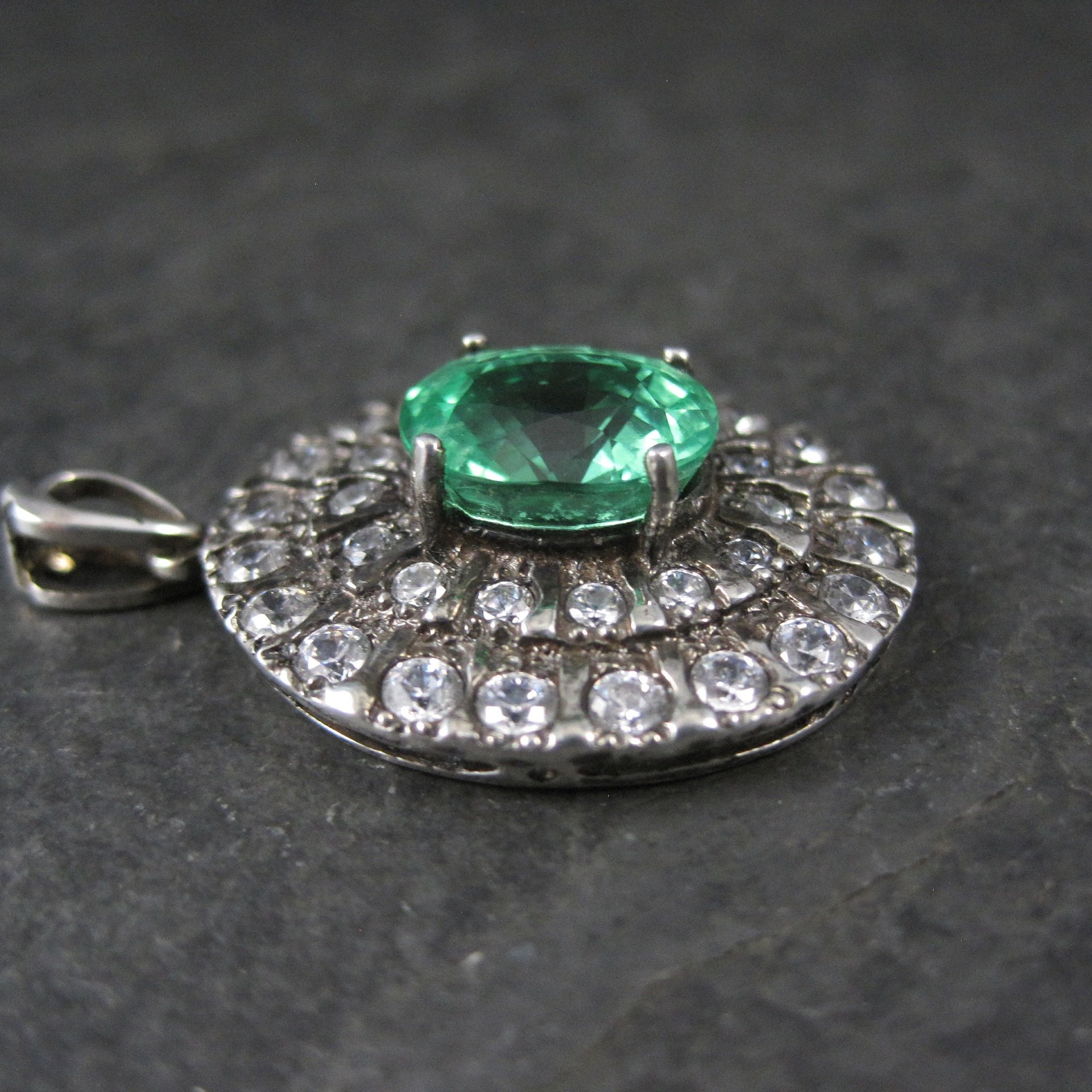 Estate Sterling Green Sapphire Pendant