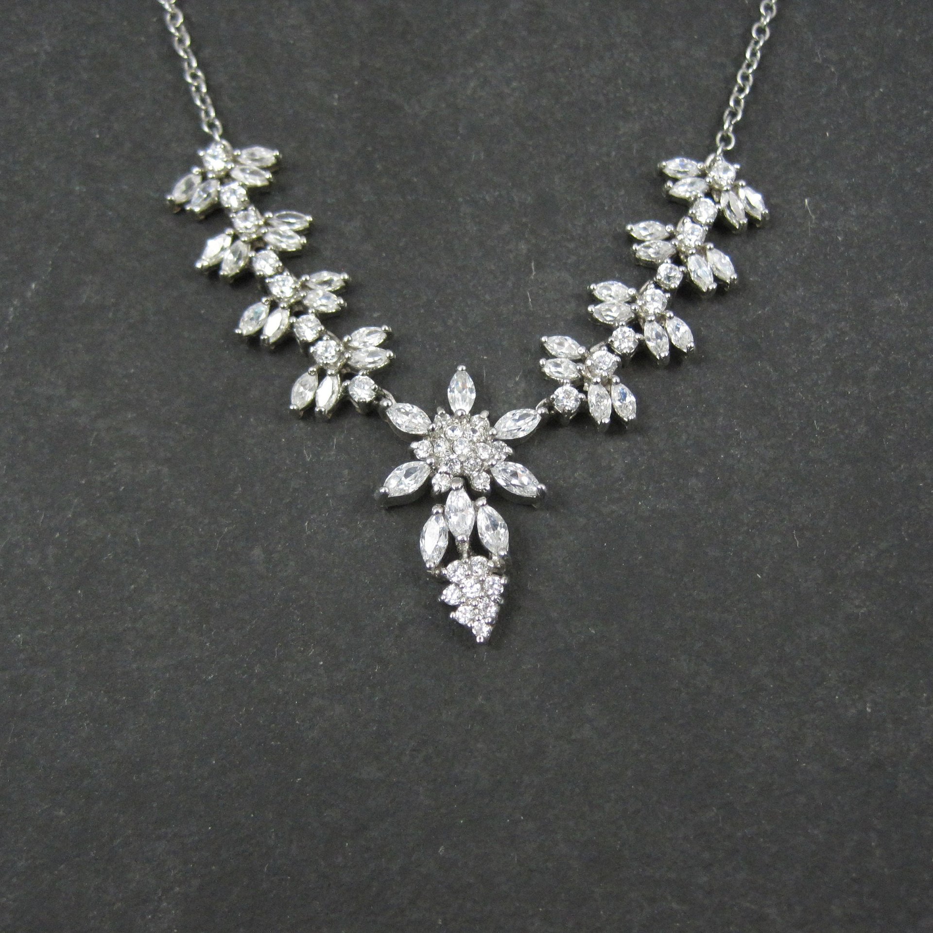 Estate Sterling Cubic Zirconia Necklace Formal Wedding