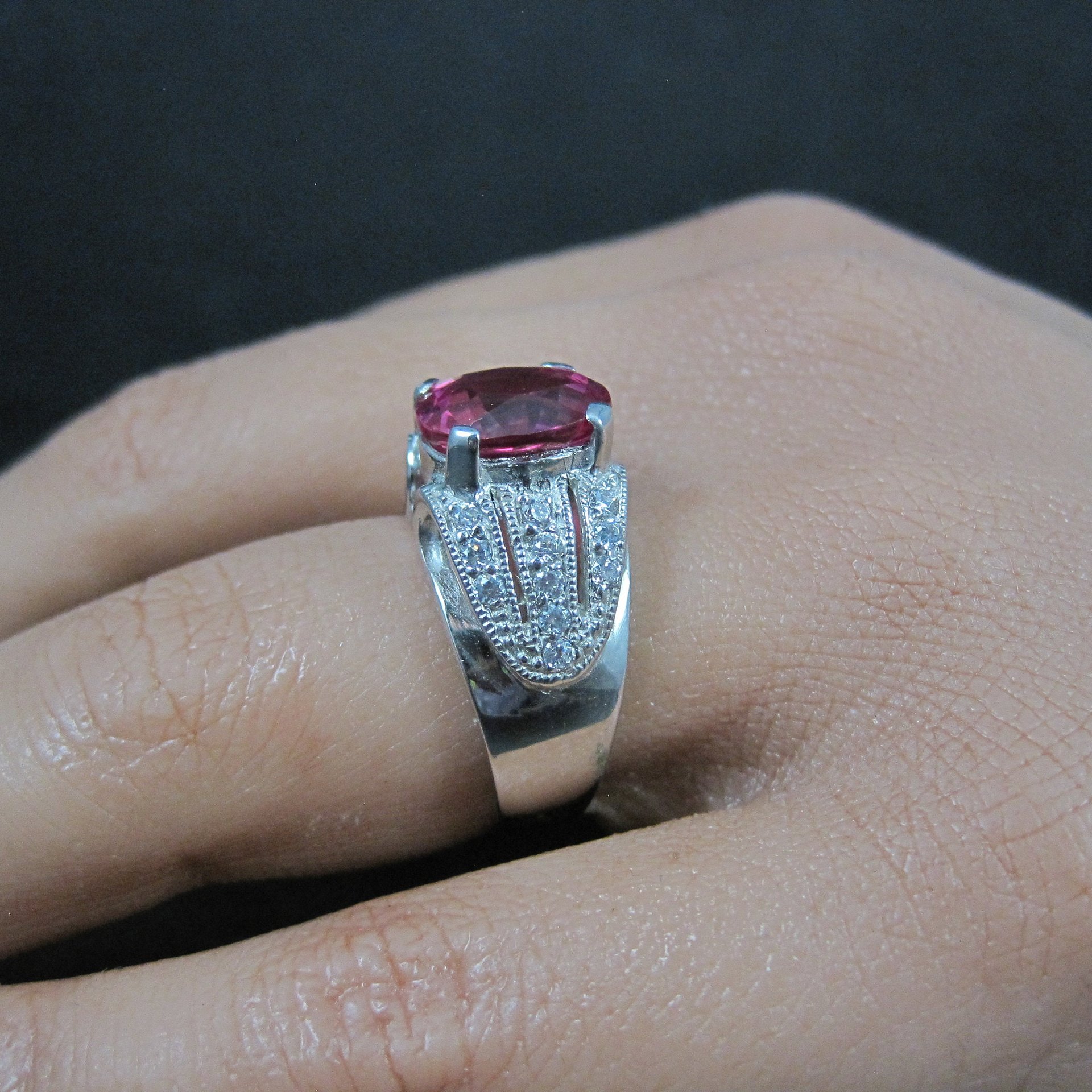 Estate Sterling Pink Sapphire Ring Size 6.5