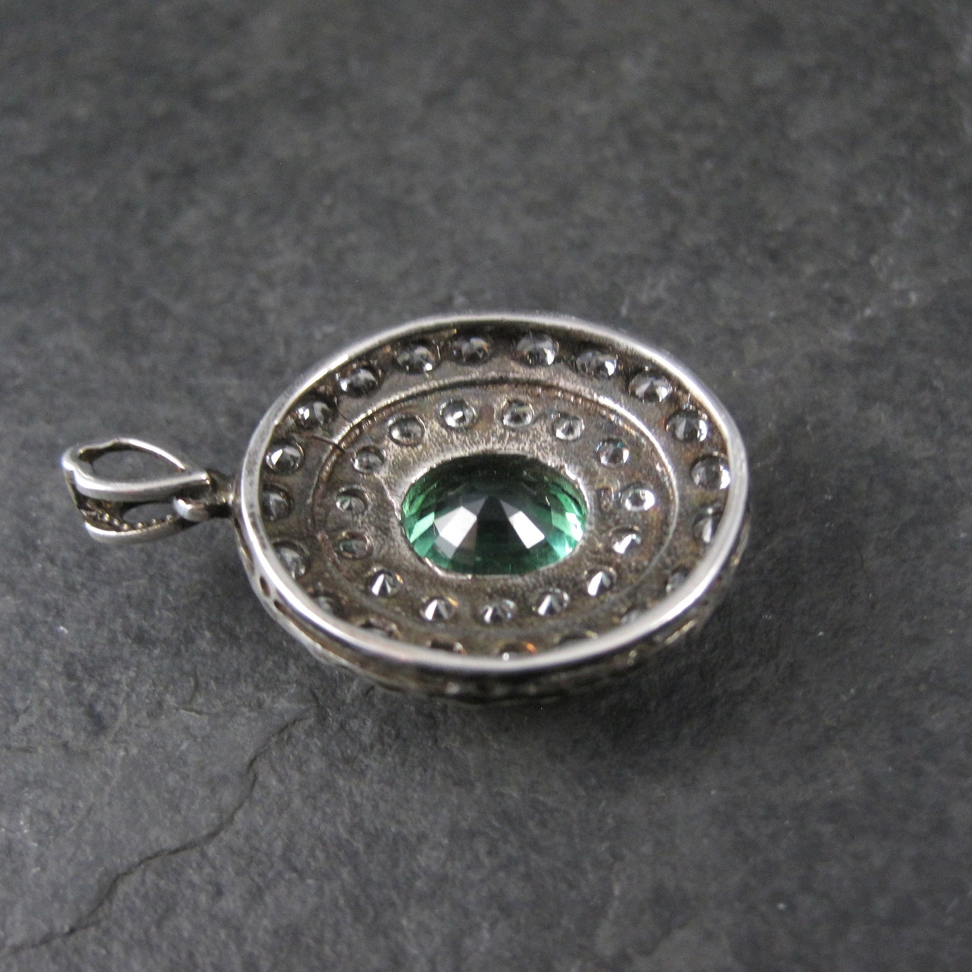 Estate Sterling Green Sapphire Pendant