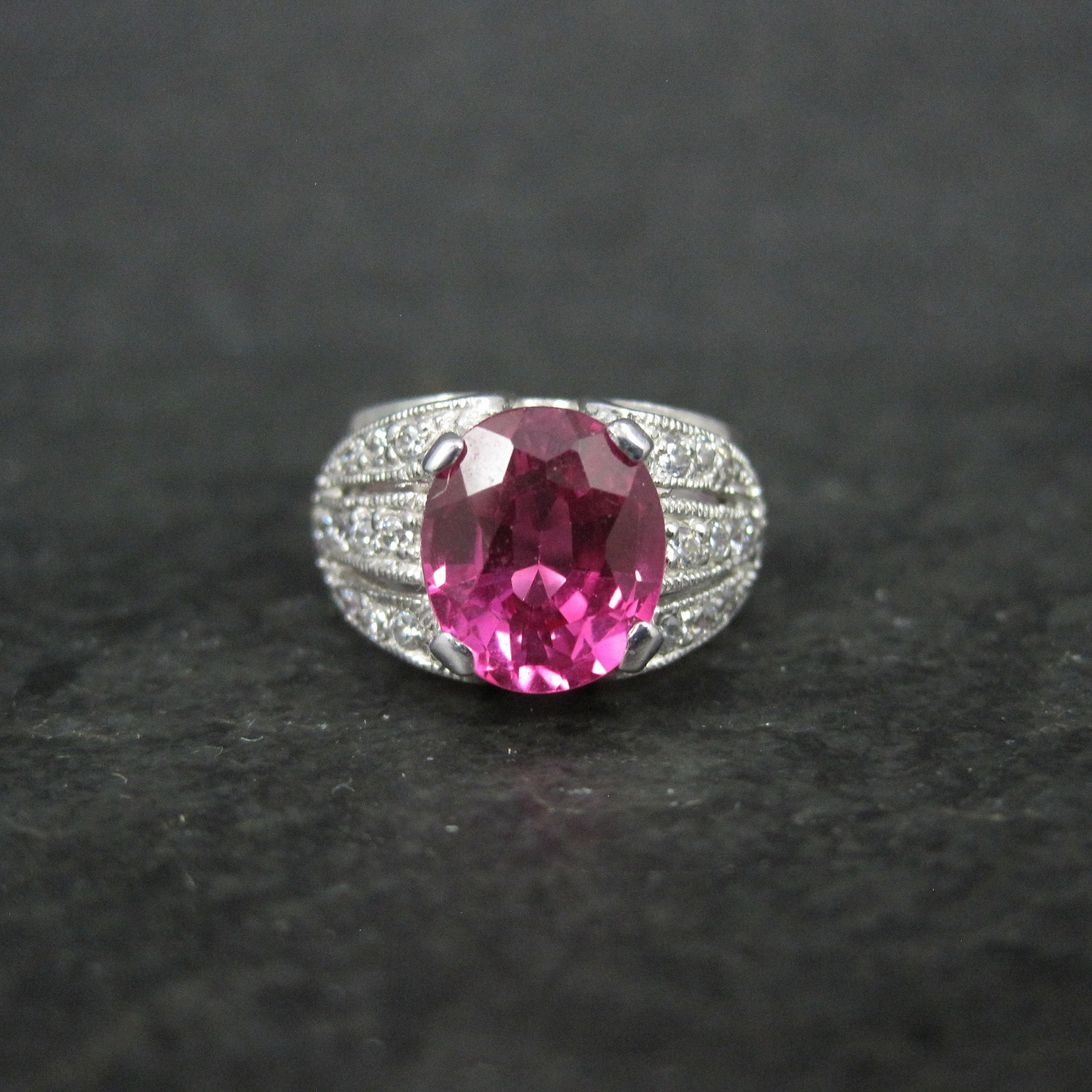 Estate Sterling Pink Sapphire Ring Size 6.5