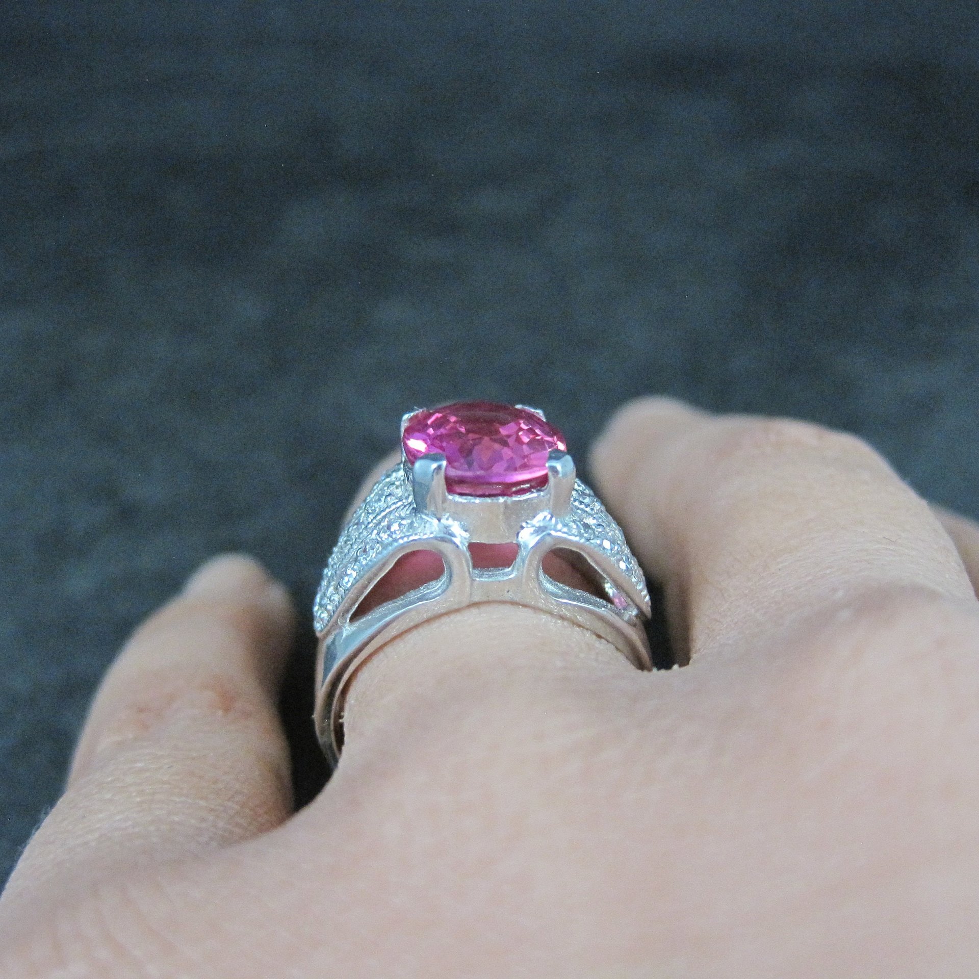 Estate Sterling Pink Sapphire Ring Size 6.5