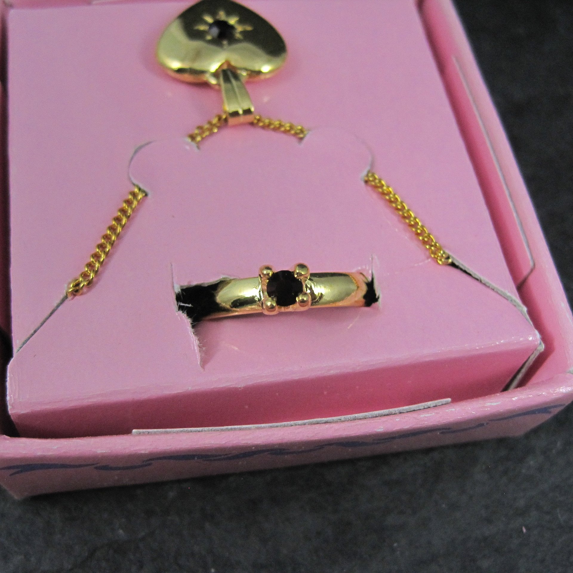 Vintage Russ January Birthstone Necklace & Ring Set