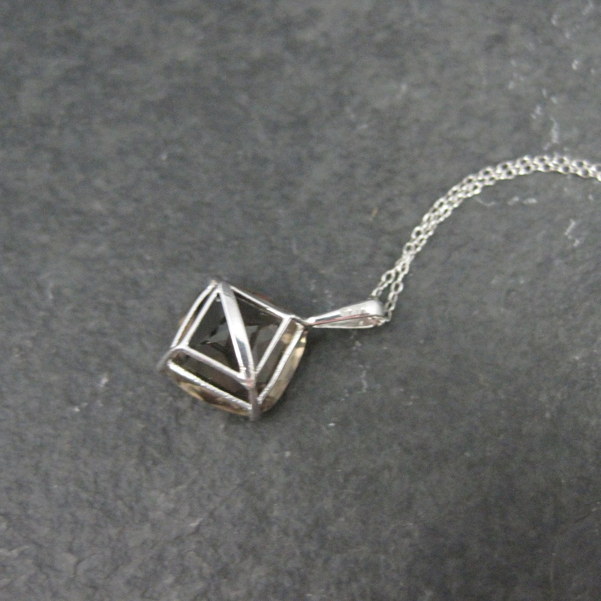 14K Smoky Topaz Solitaire Pendant White Gold