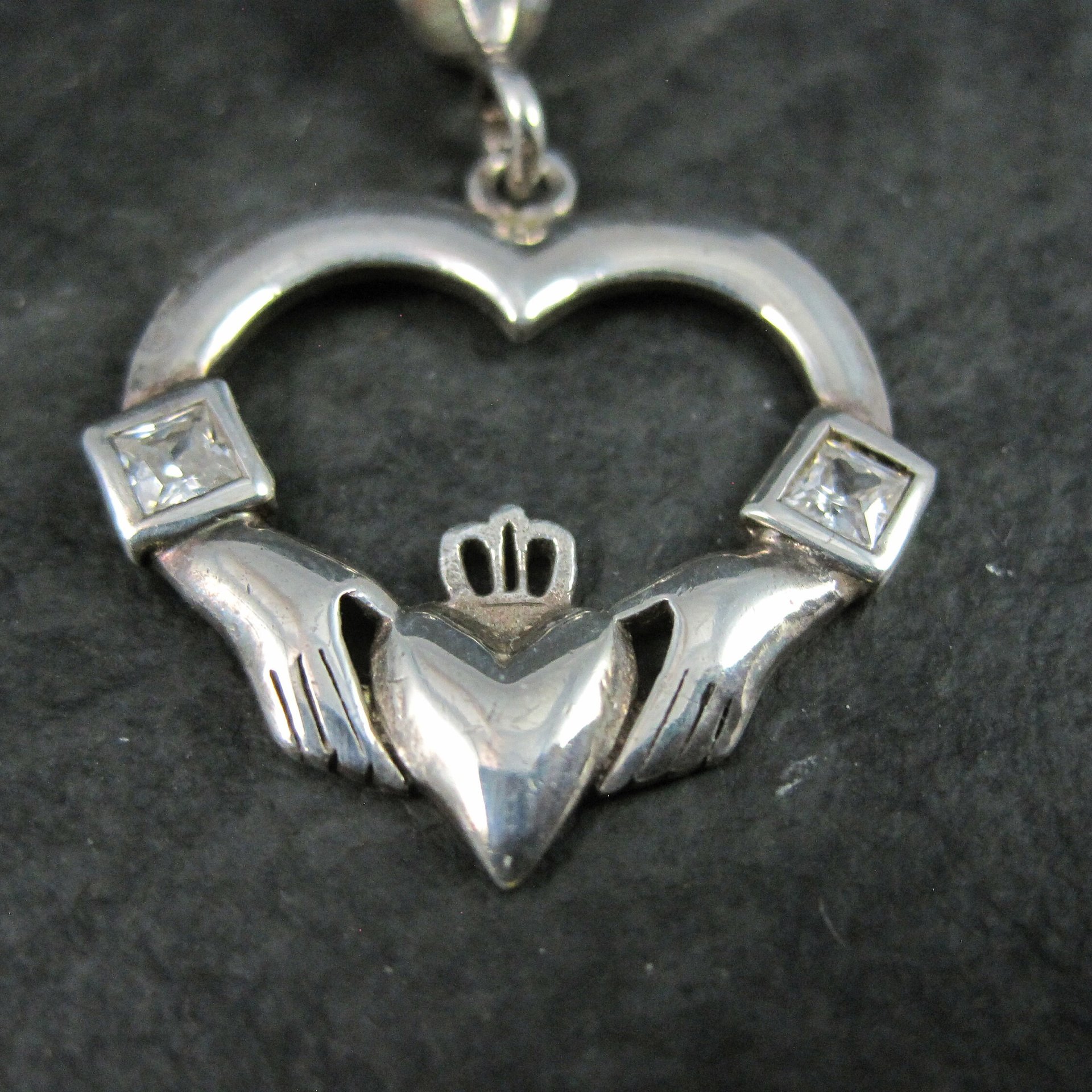 Estate Sterling Claddagh Heart Pendant