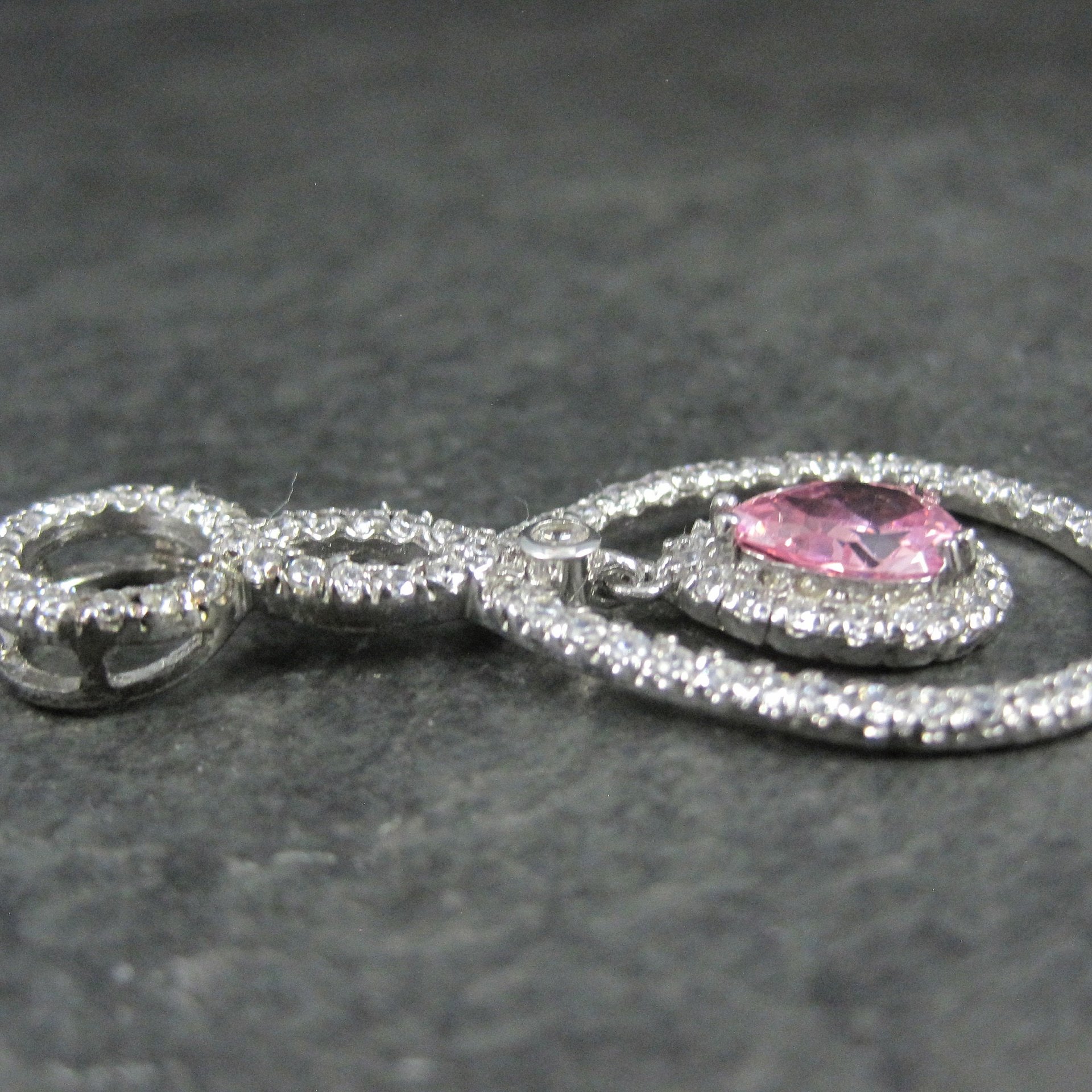 Long Estate 90s Sterling Pink Cz Pendant