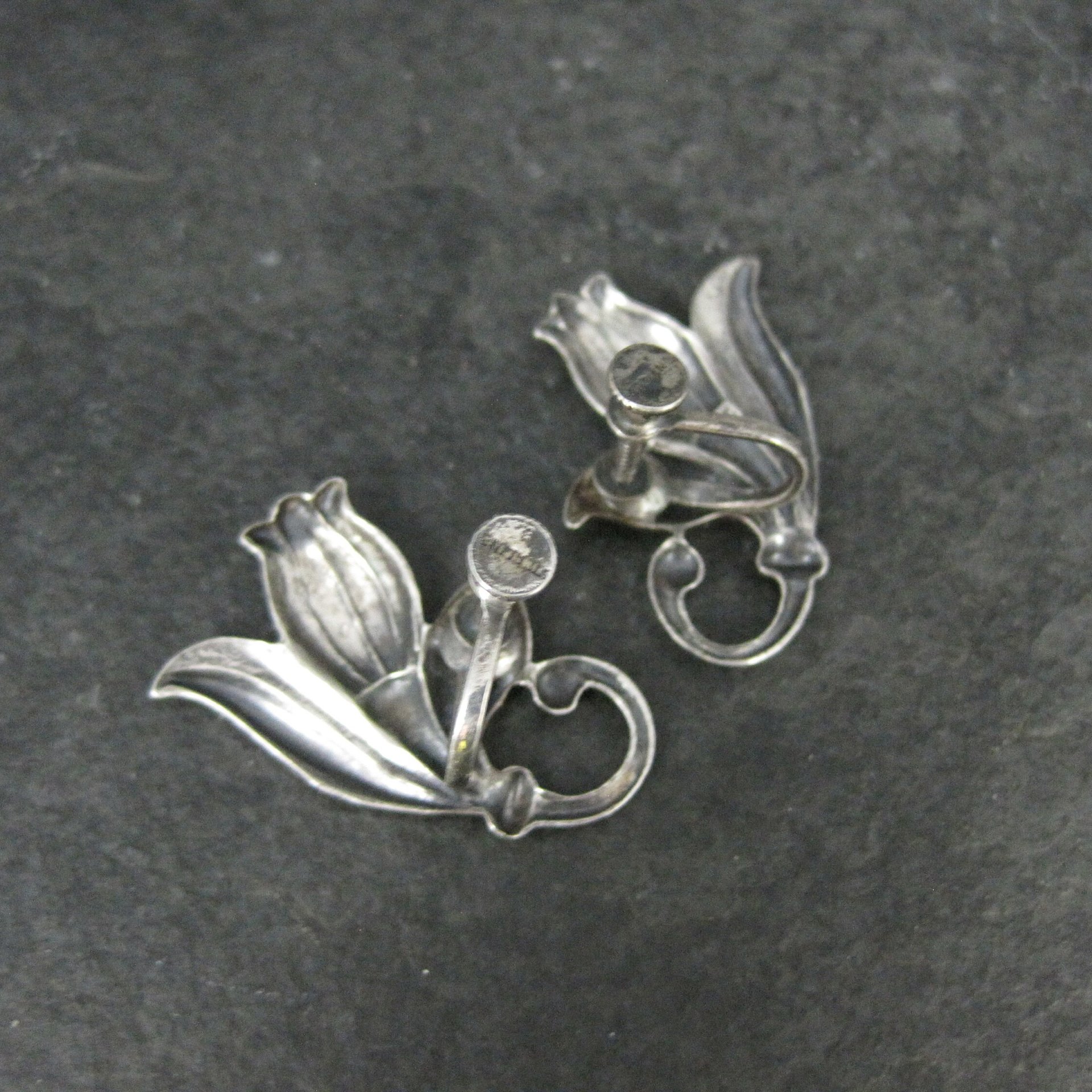 Vintage Sterling Screw Back Tulip Earrings