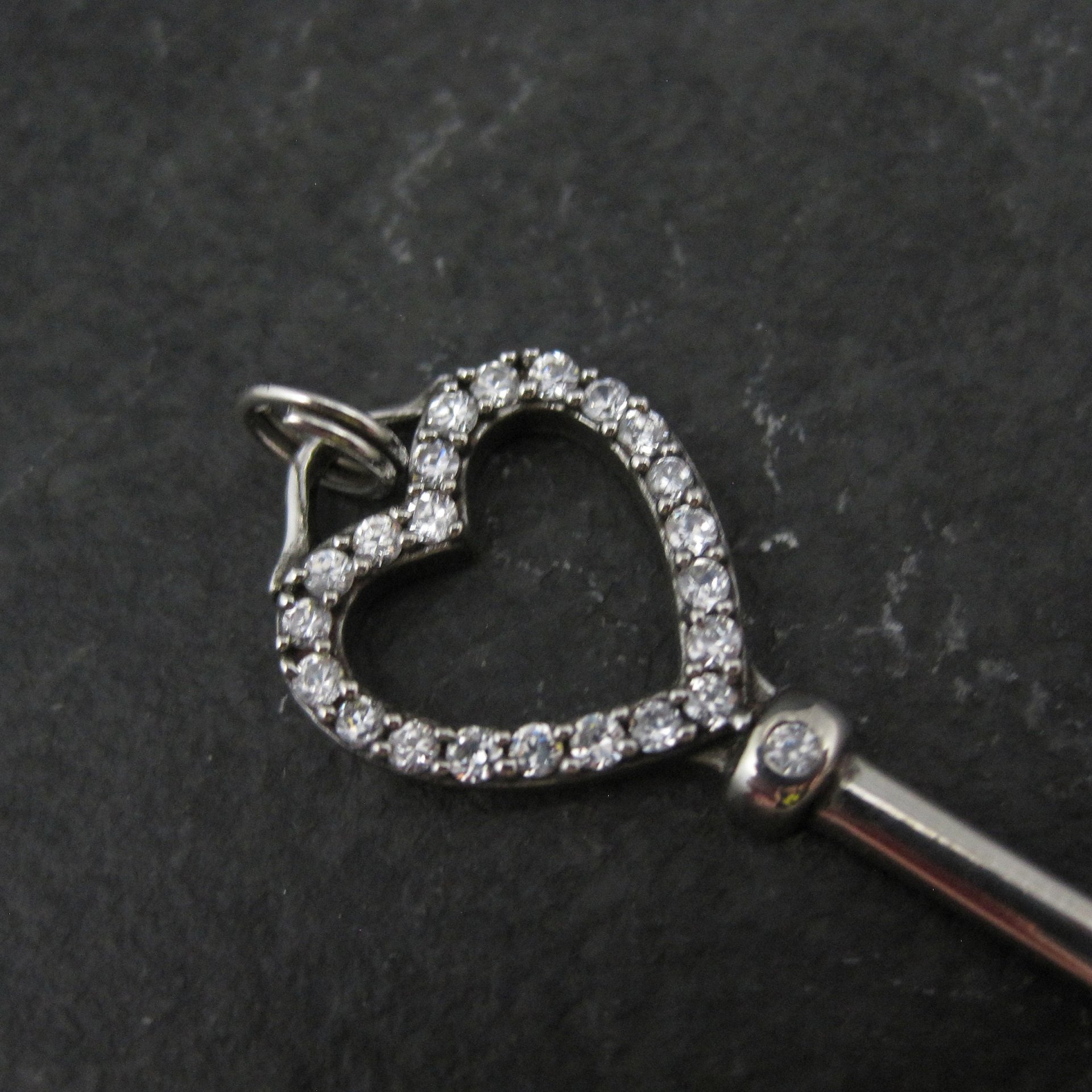 Vintage Sterling Silver Heart Key Pendant