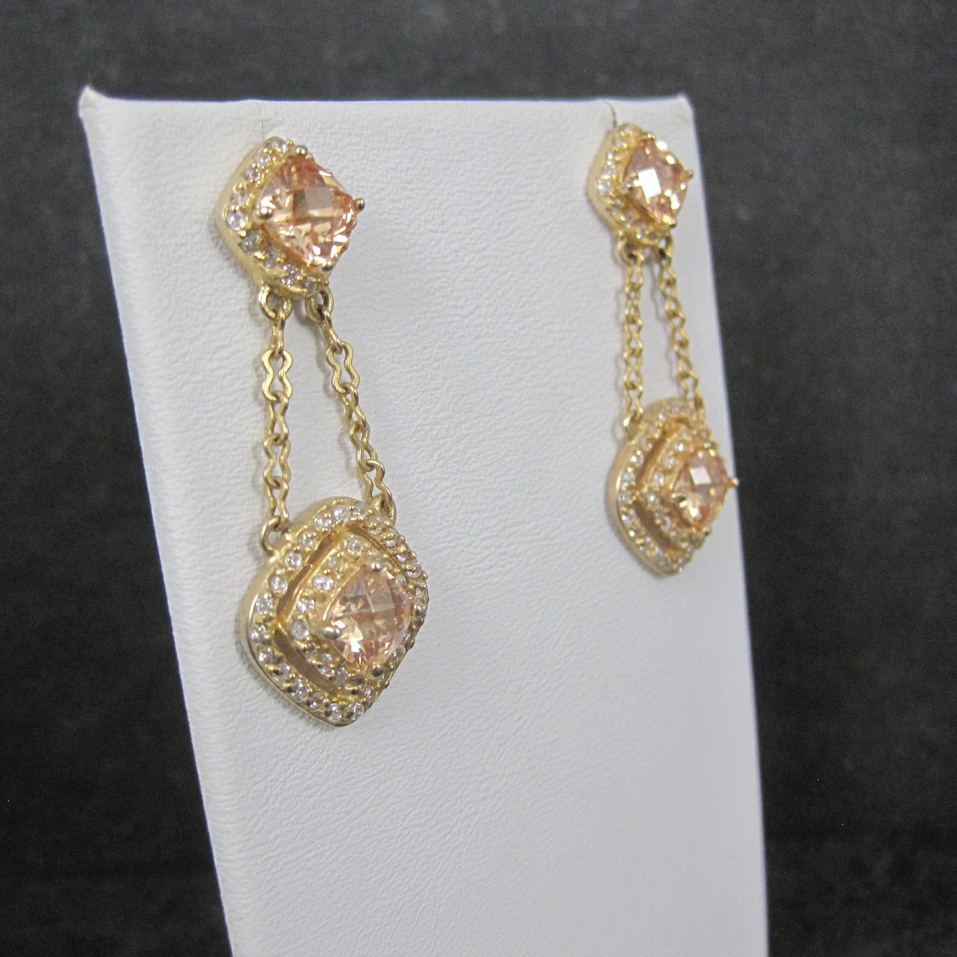 Vermeil Sterling Champagne Cz Earrings