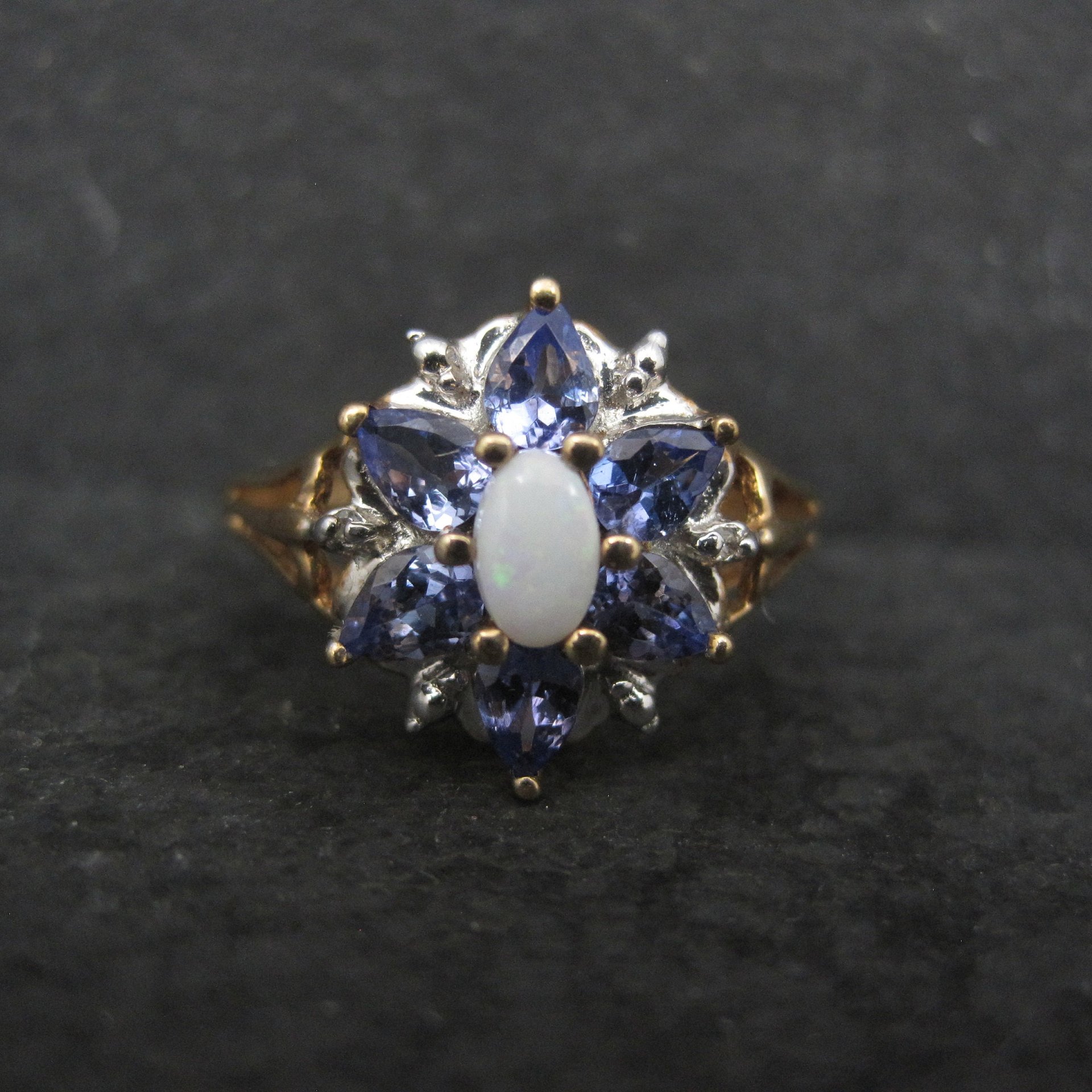 Vintage 10K Tanzanite Opal Ring Size 7