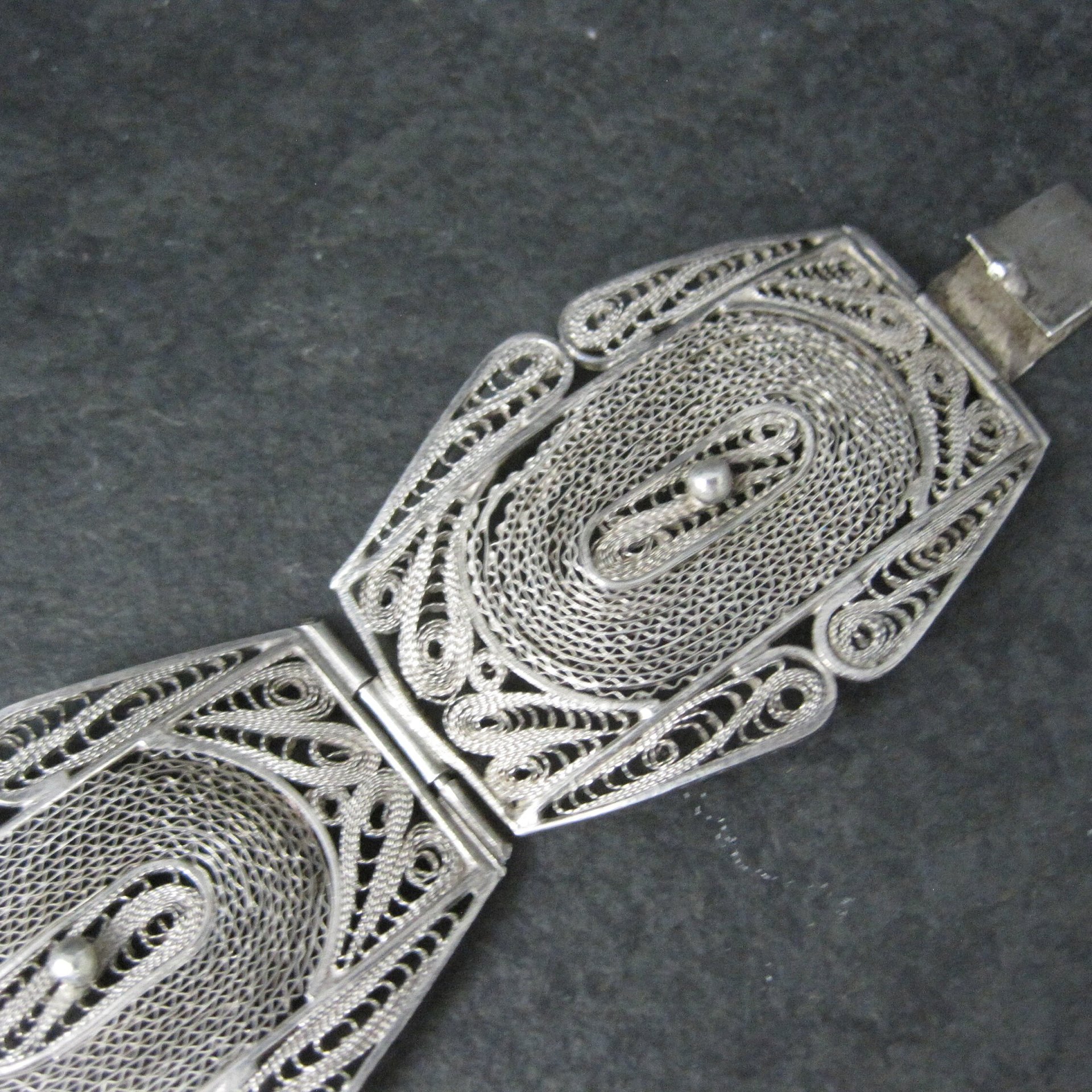 Vintage Spun Silver Sterling Cannetille Bracelet 7 Inches