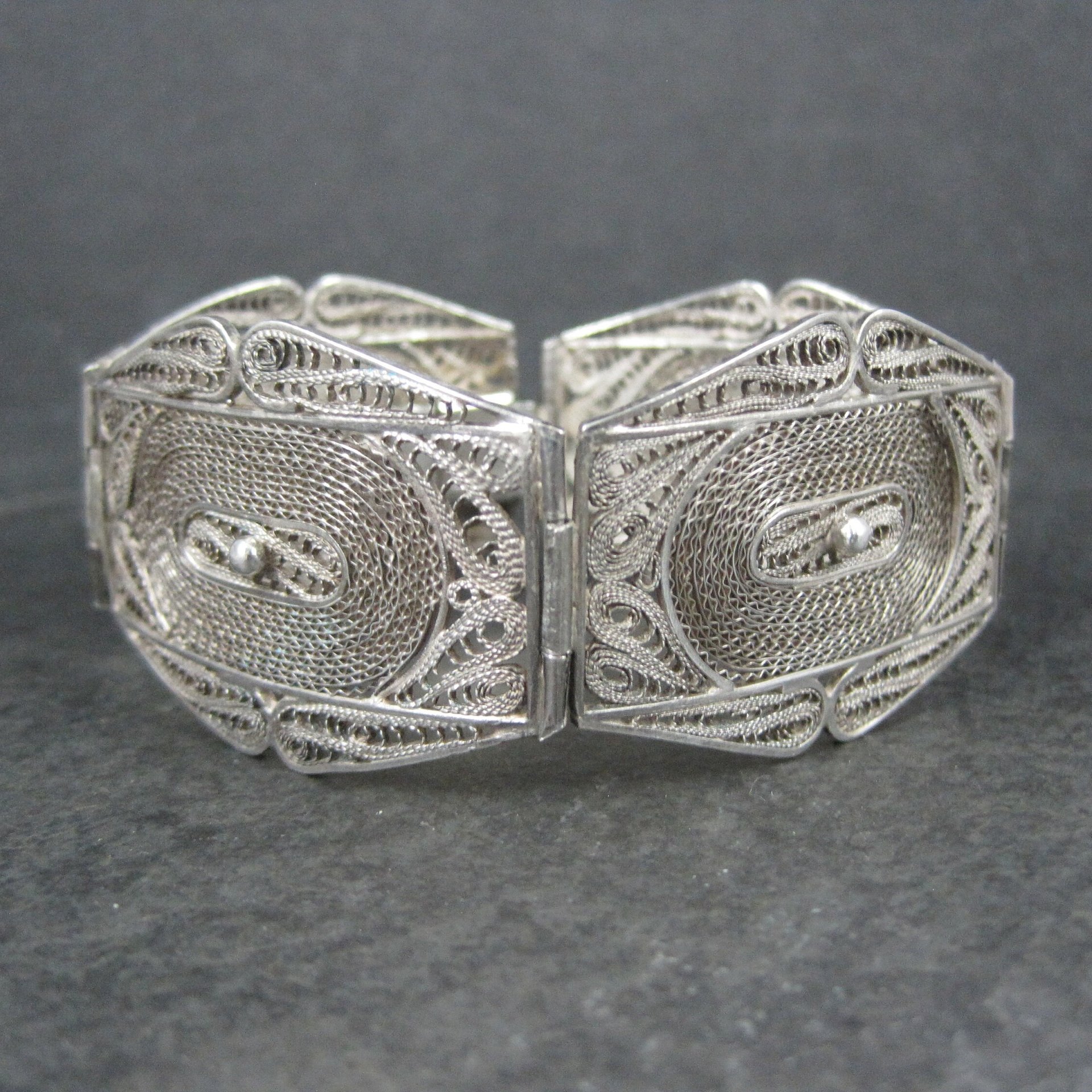 Vintage Spun Silver Sterling Cannetille Bracelet 7 Inches