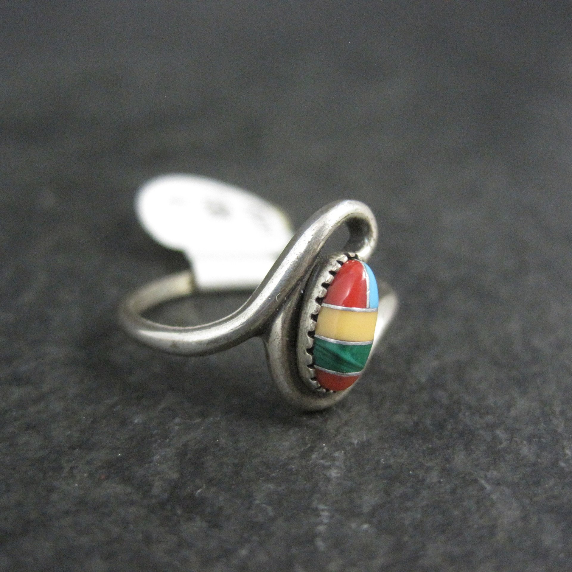 Dainty Southwestern Sterling Inlay Ring New Old Stock Multiple Sizes