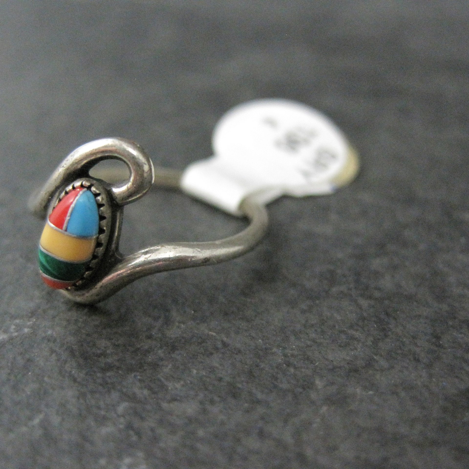 Dainty Southwestern Sterling Inlay Ring New Old Stock Multiple Sizes