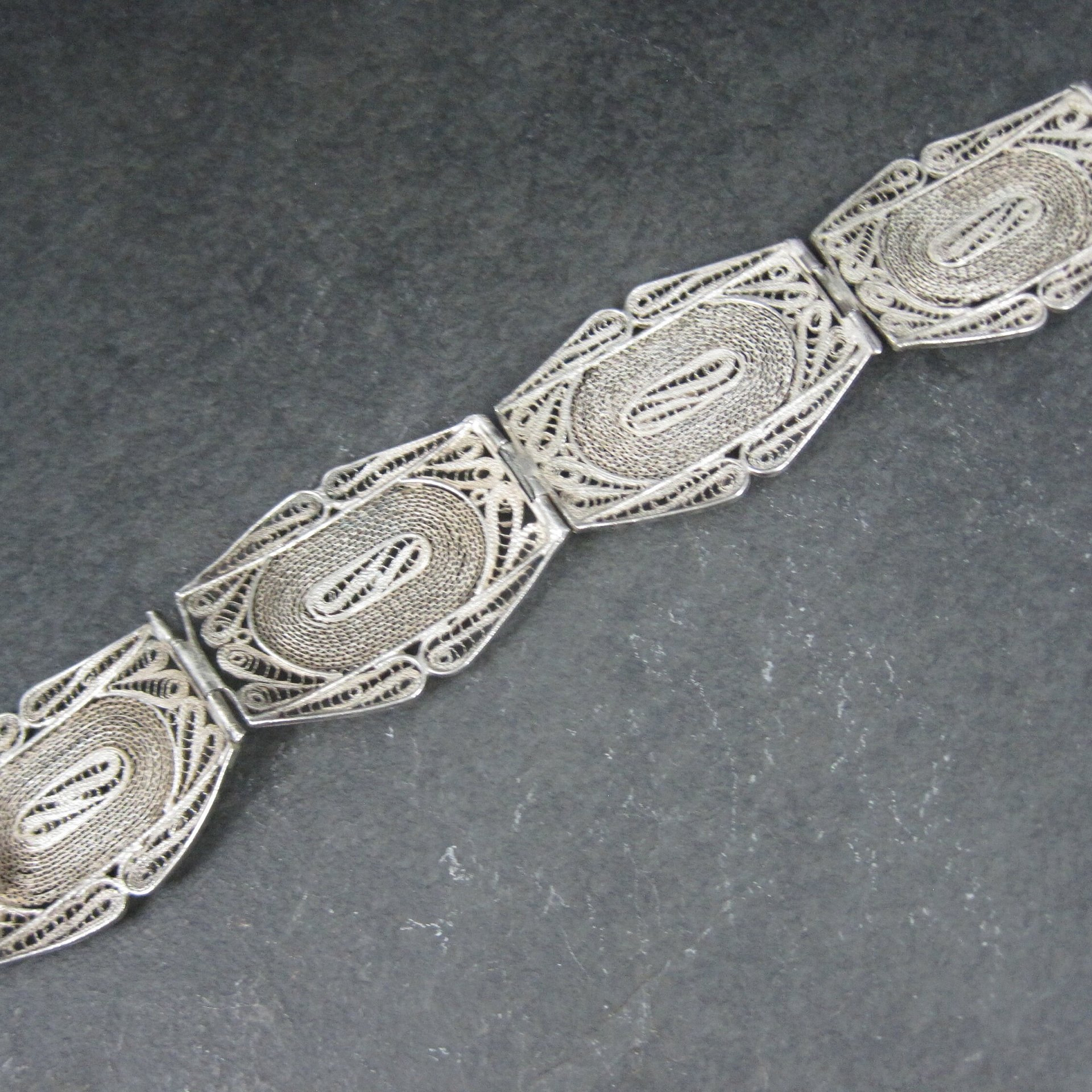 Vintage Spun Silver Sterling Cannetille Bracelet 7 Inches