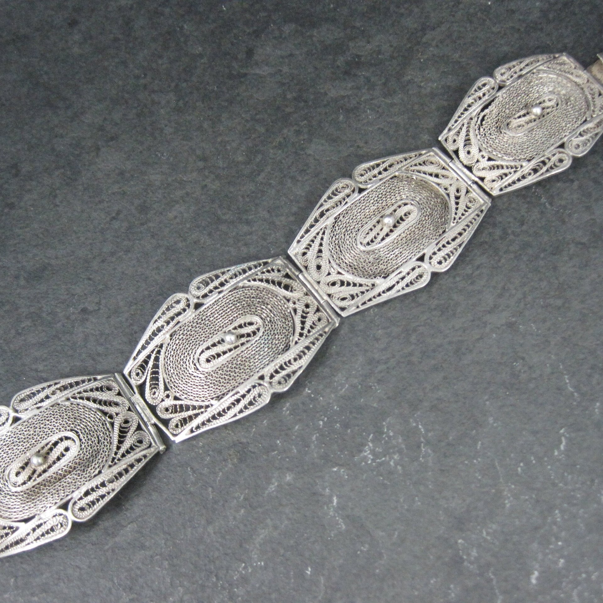 Vintage Spun Silver Sterling Cannetille Bracelet 7 Inches