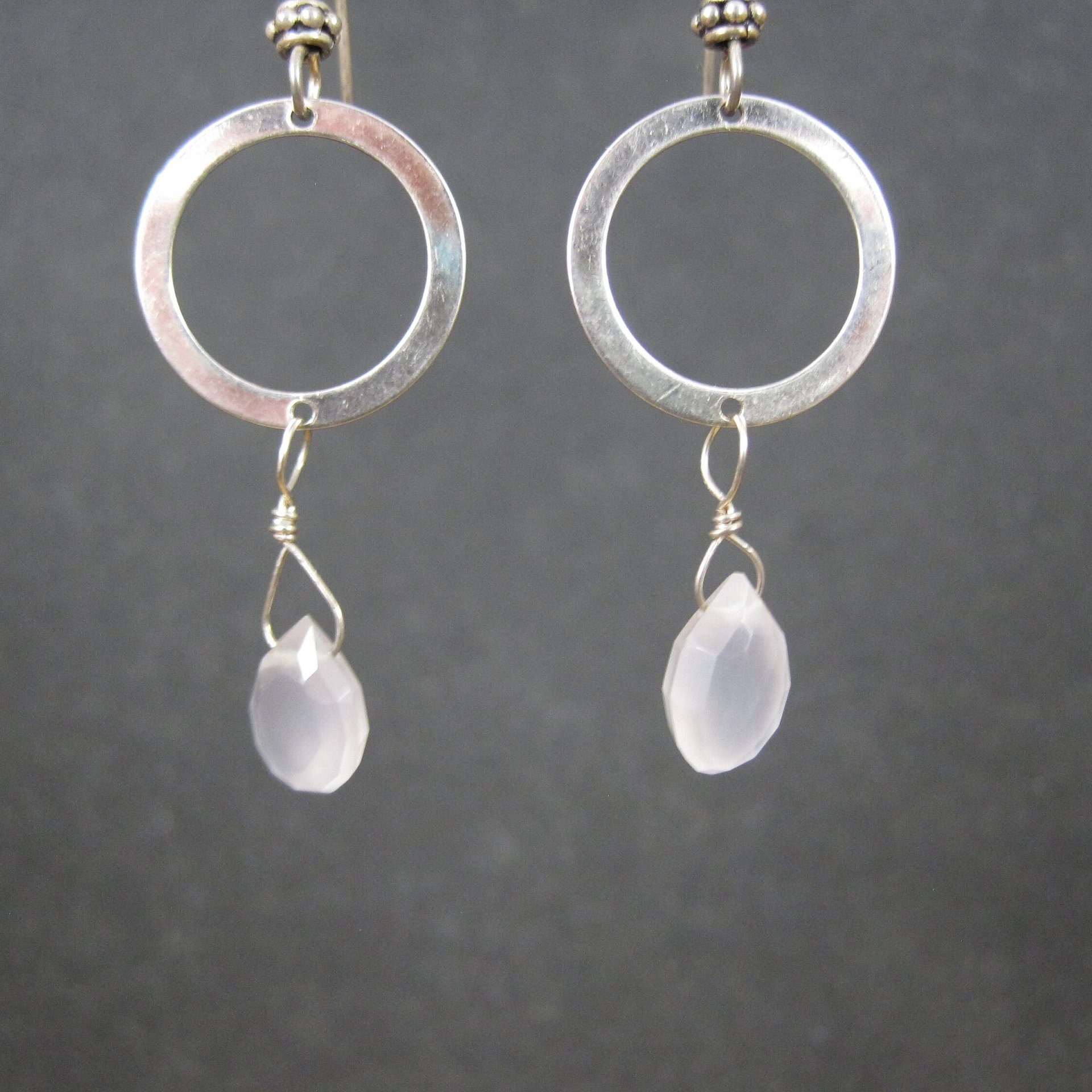 Dainty Sterling Opalite Circle Earrings