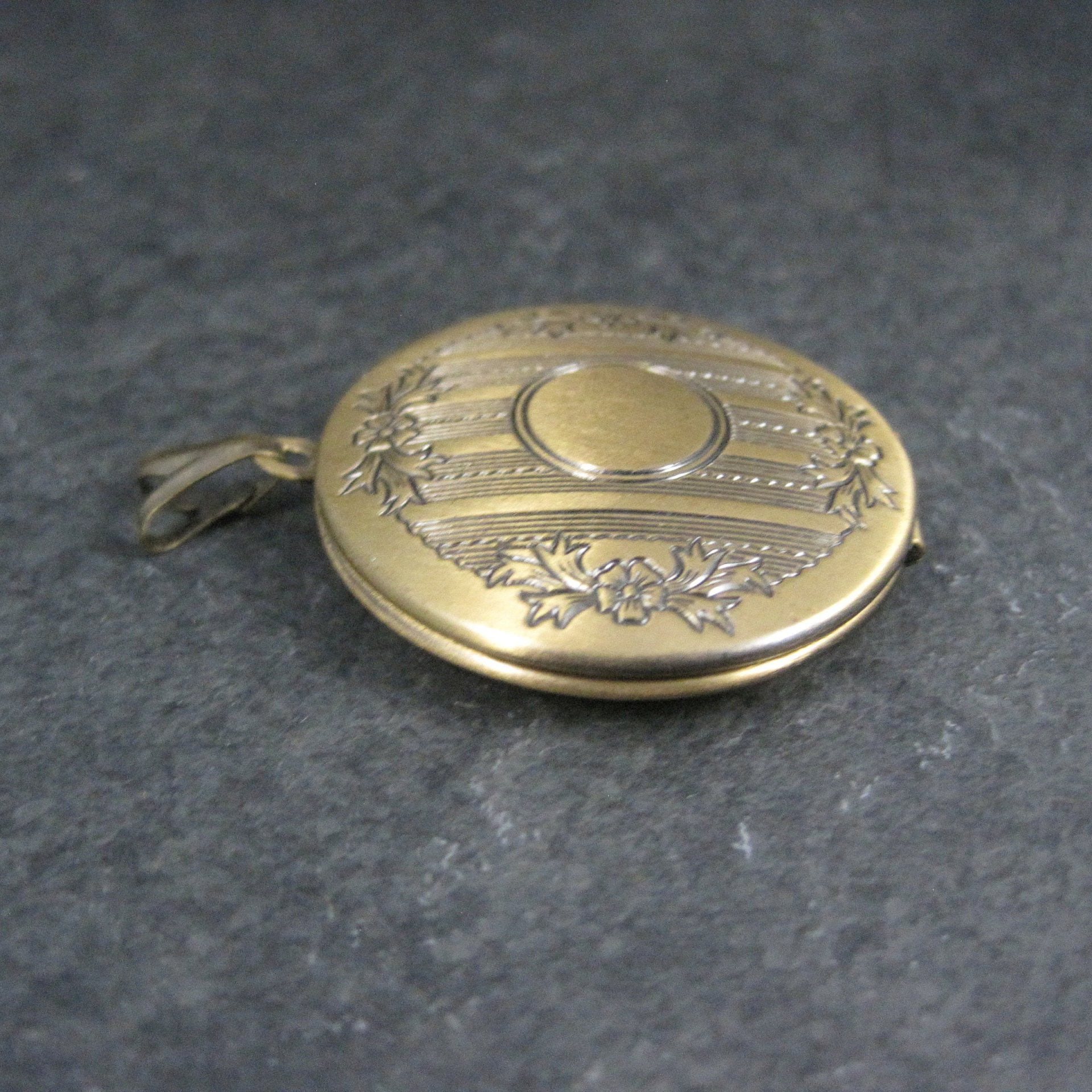 Round Vintage Brass Locket Pendant