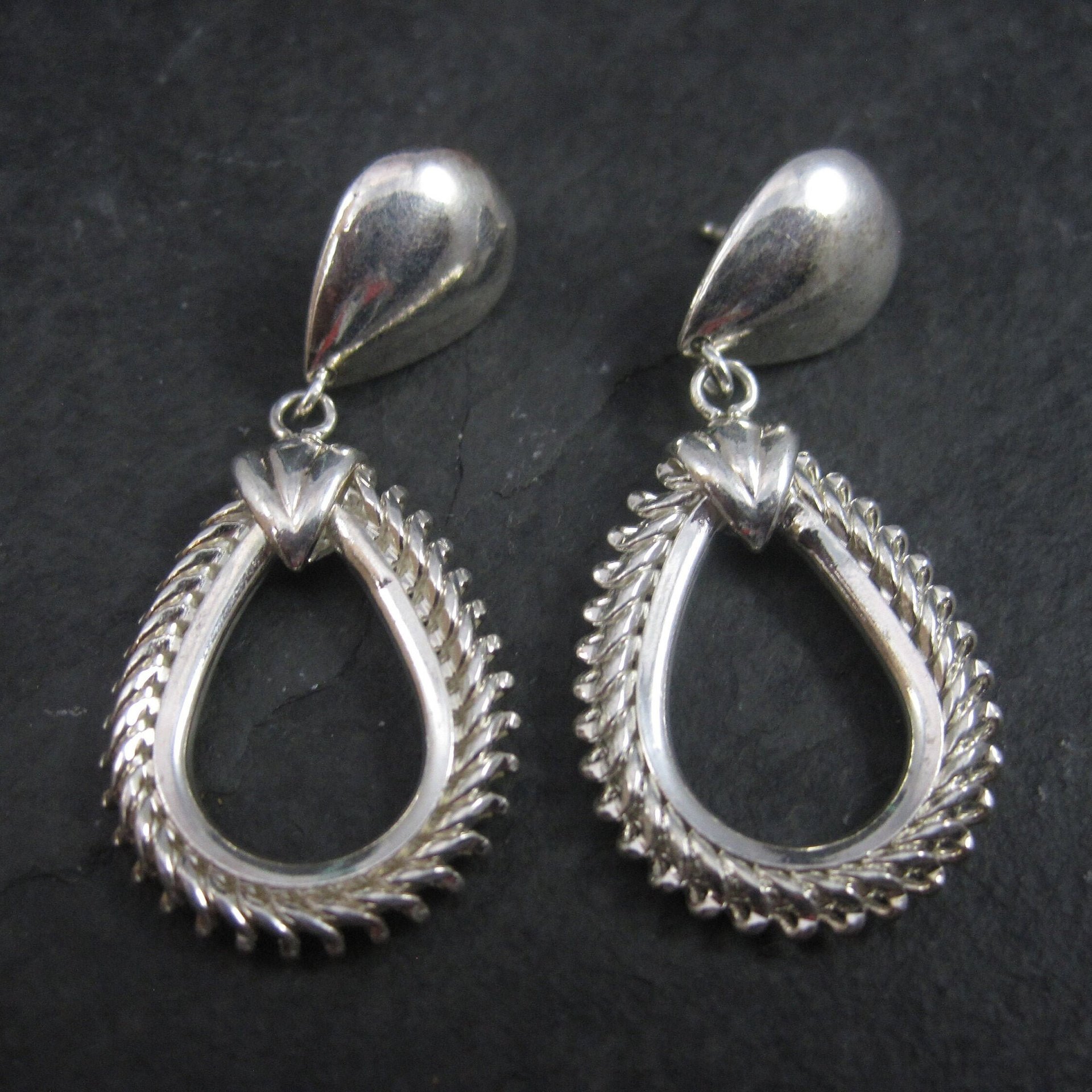 Vintage Sterling Teardrop Snake Style Earrings