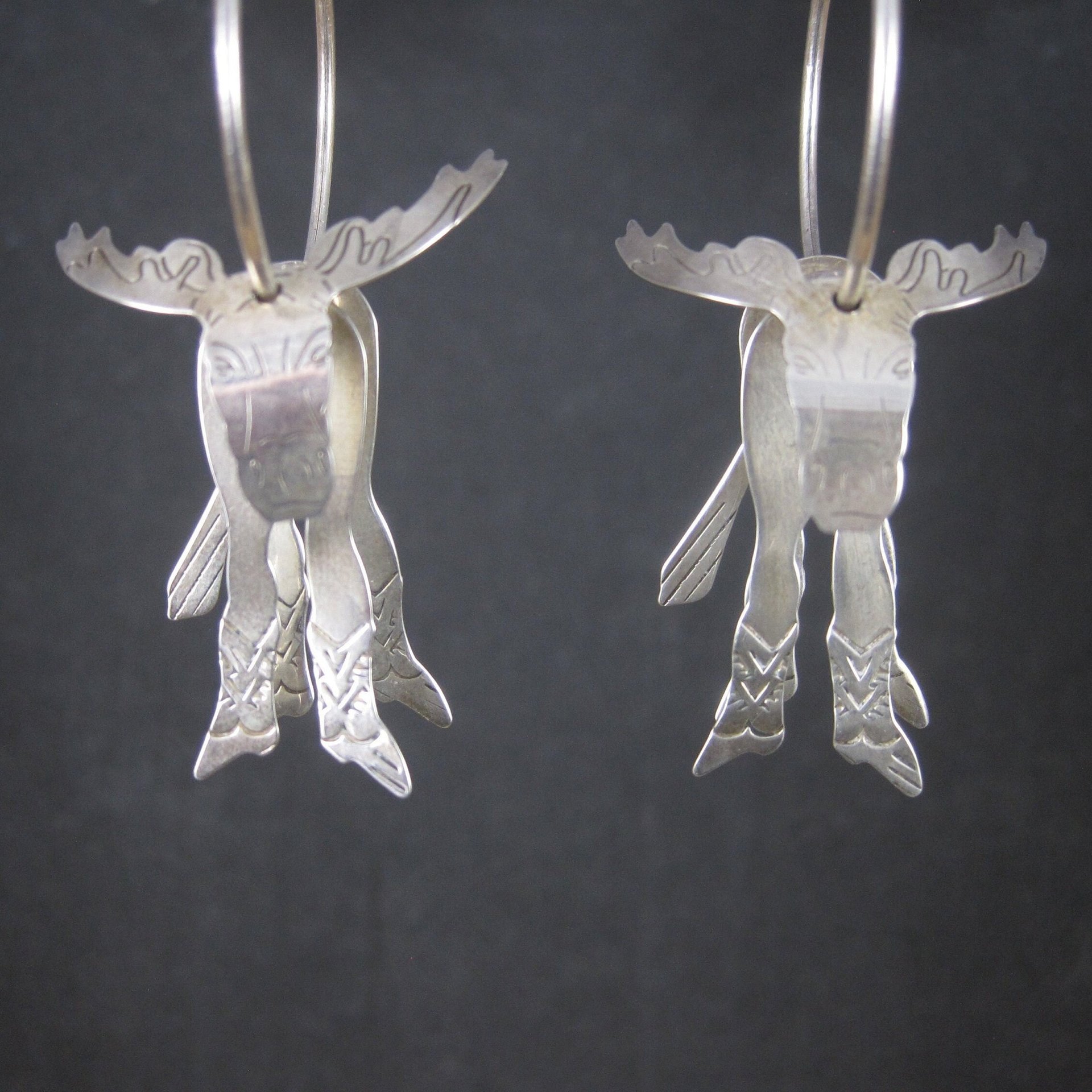 Vintage Moose Hoop Earrings | Southwestern Sterling Silver Estate Jewelry