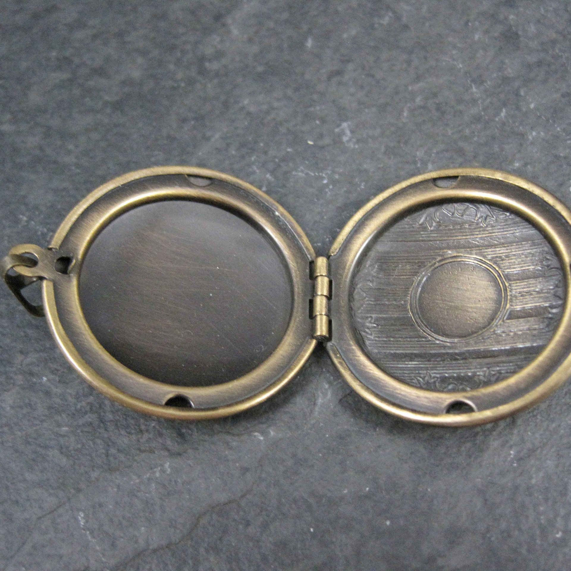 Round Vintage Brass Locket Pendant