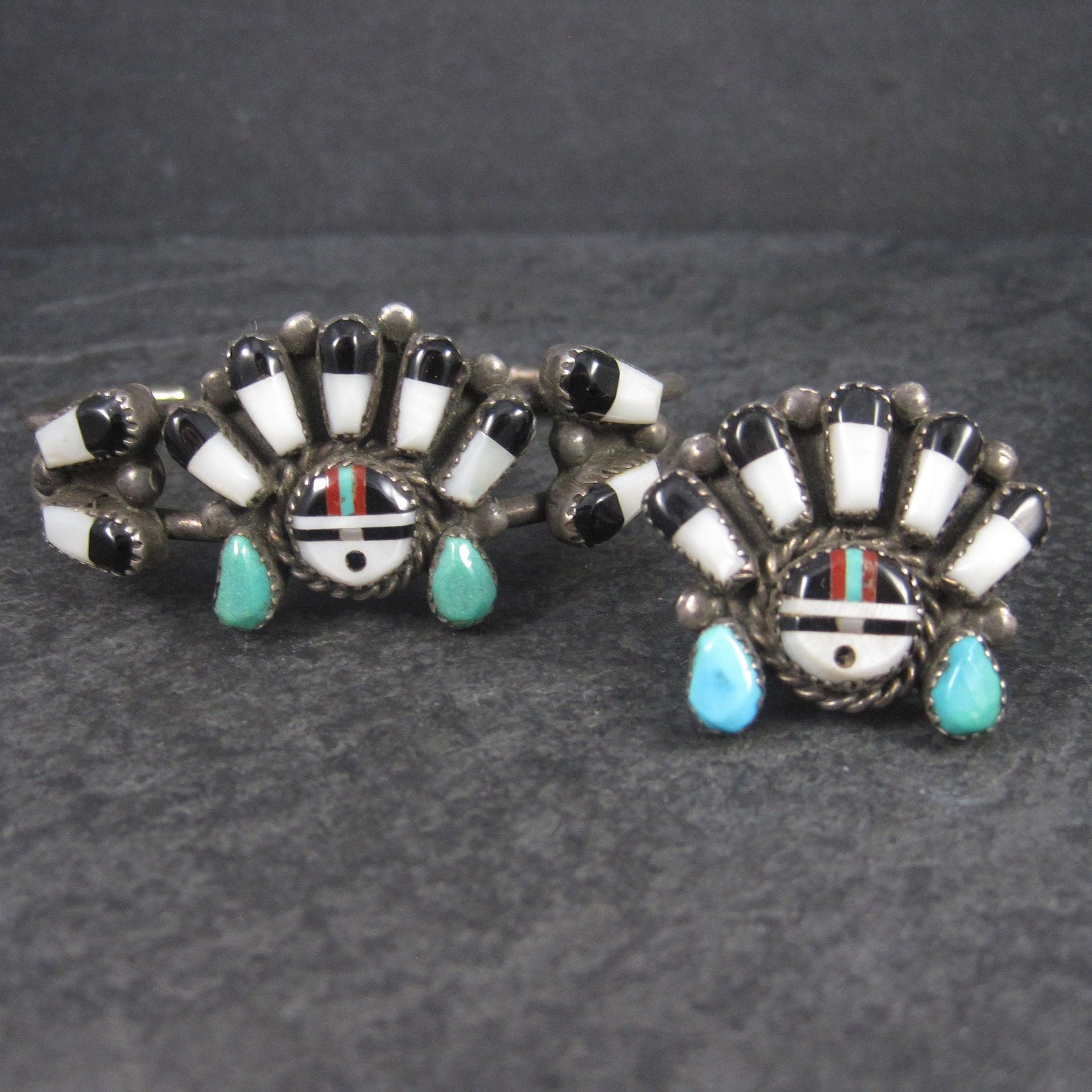 Vintage Sunface Jewelry Set Native American Cuff Bracelet and Ring Size 10