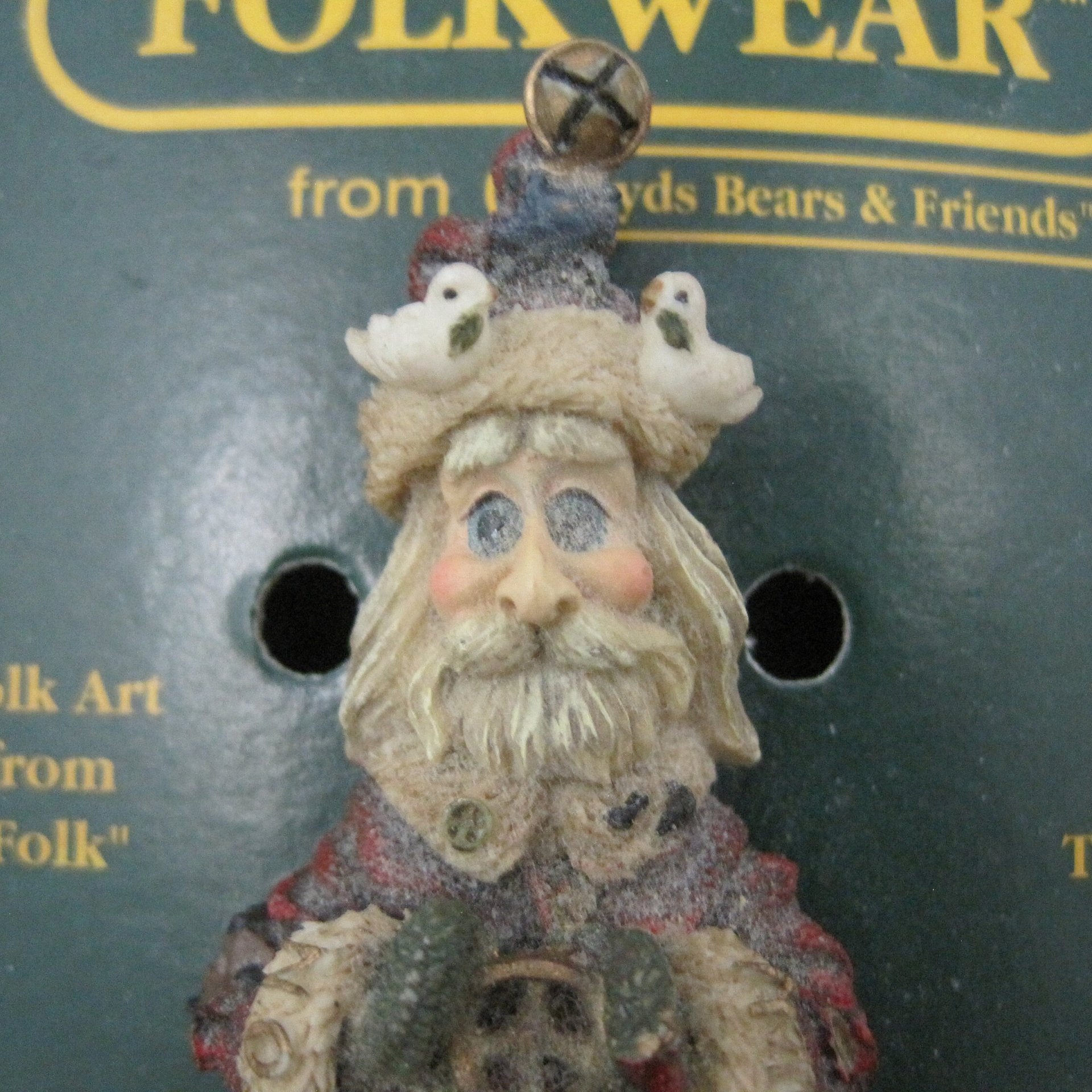 1995 Folk Art Santa Brooch Boyds Bears Folkwear NOS