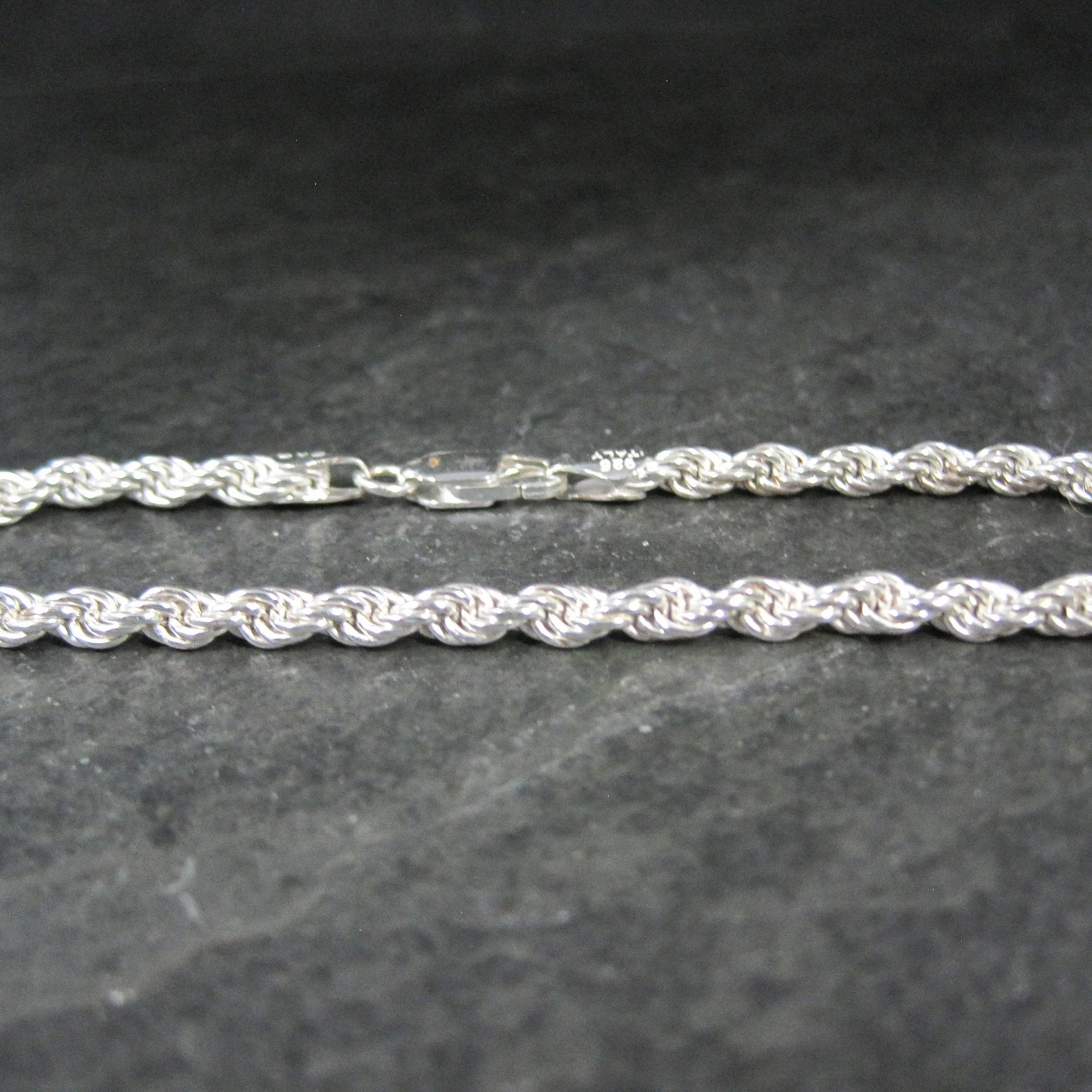 Italian Sterling Rope Chain Bracelet 7.25 Inches New Old Stock