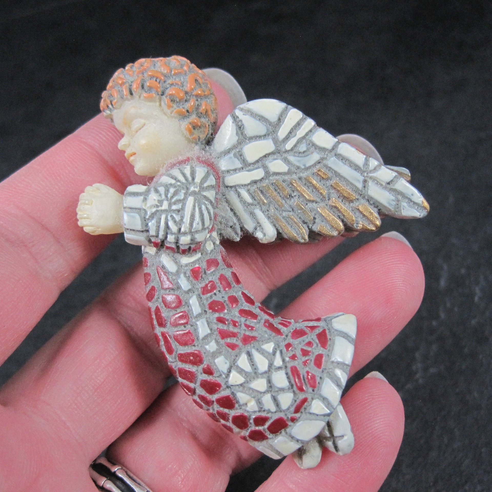 Vintage Angel Brooch Stained Glass Look