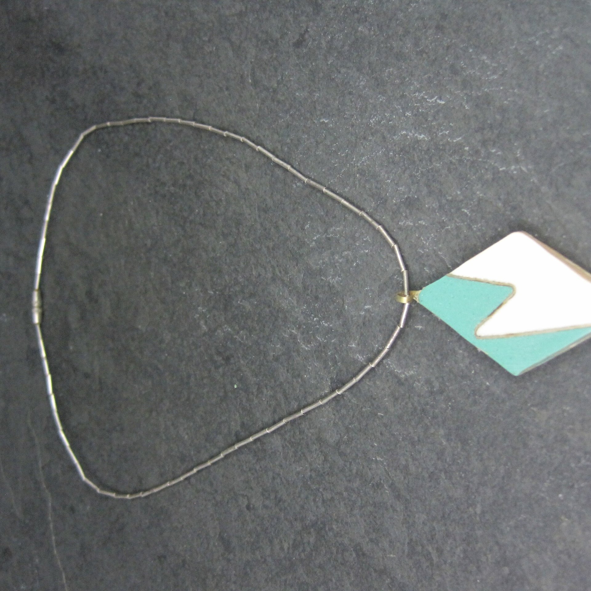 Vintage Southwestern Liquid Silver Necklace Inlay Pendant